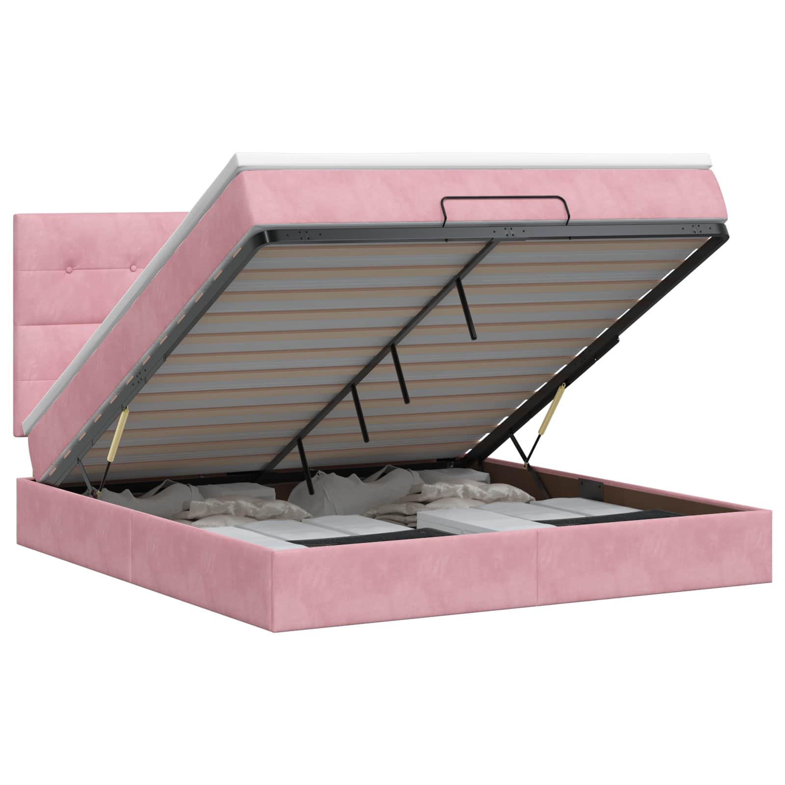 Ottoman bed met matras met hoofdeinde Roze 140 x 190 cm Fluweel is nu te koop bij PeponiXL, paradijselijk wonen!