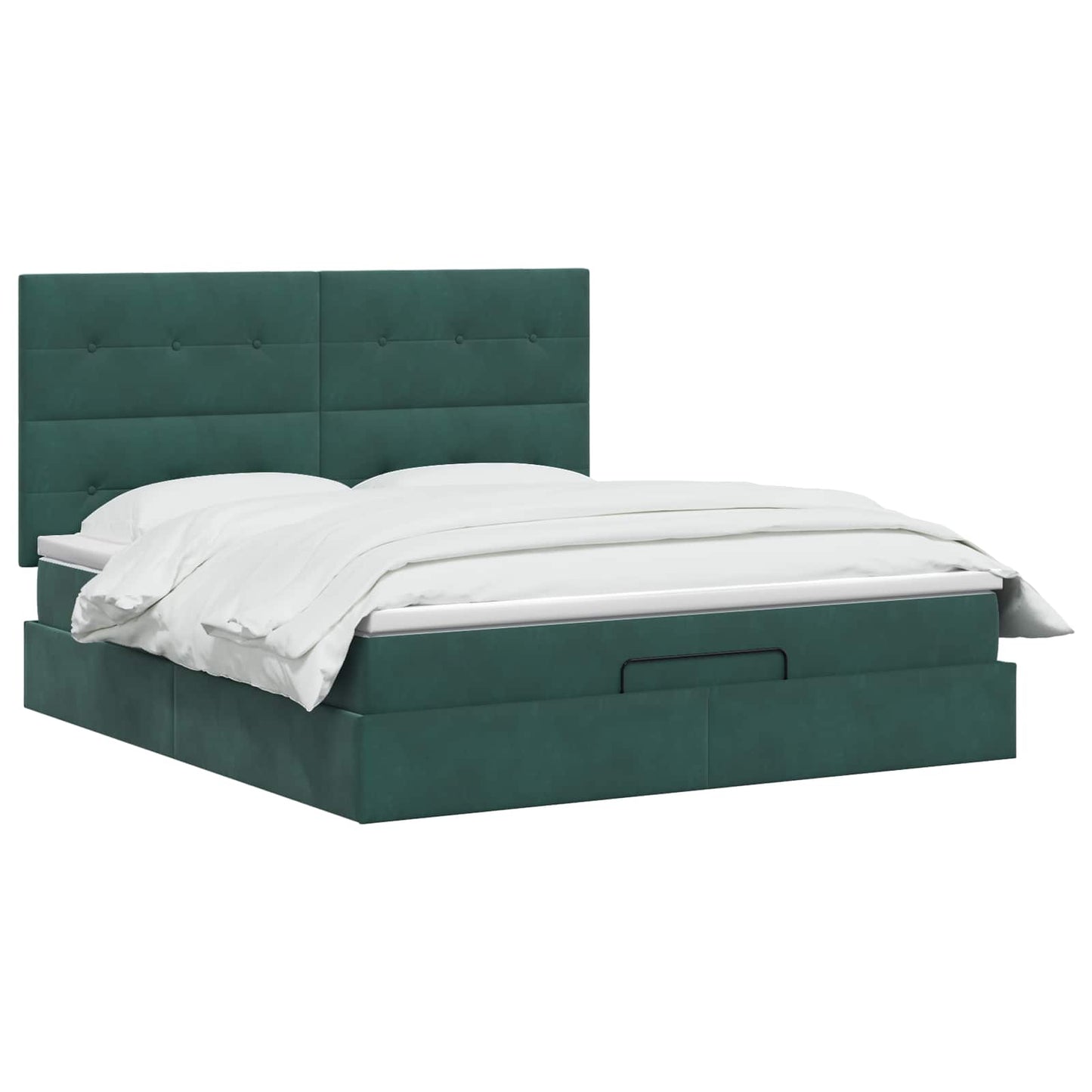 Ottoman bed met matras Donkergroen 140 x 200 cm Fluweel is nu te koop bij PeponiXL, paradijselijk wonen!
