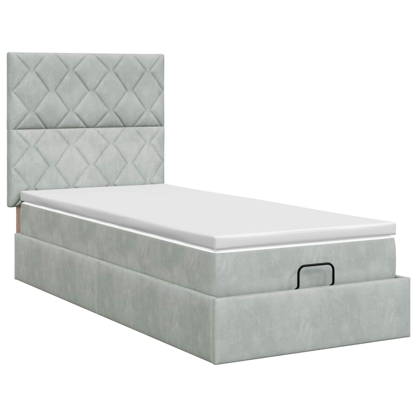 Ottoman bed met matras Lichtgrijs 90 x 190 cm Fluweel is nu te koop bij PeponiXL, paradijselijk wonen!