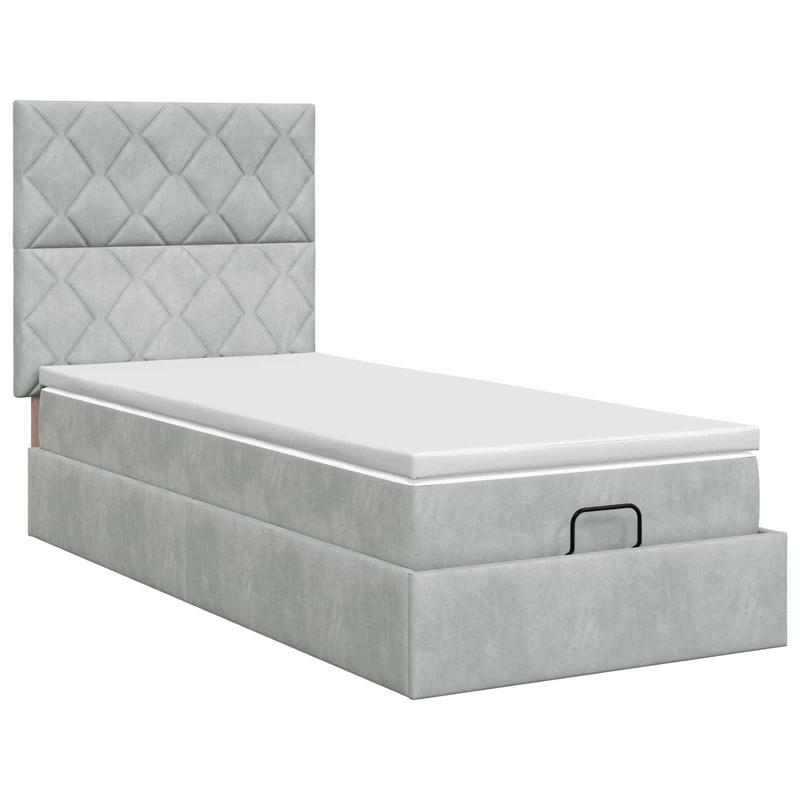Ottoman bed met matras Lichtgrijs 90 x 190 cm Fluweel is nu te koop bij PeponiXL, paradijselijk wonen!