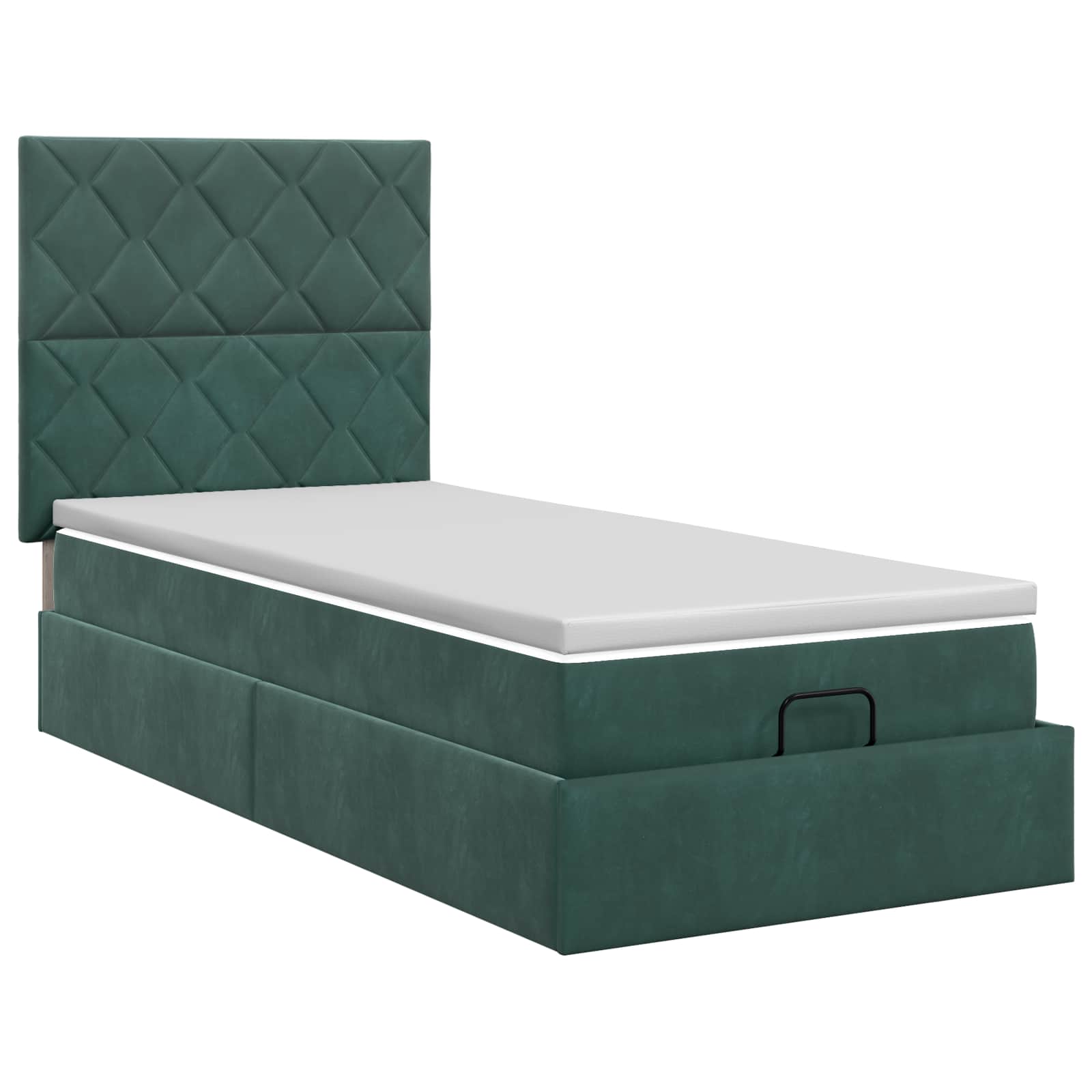 Ottoman bed met matras Donkergroen 90 x 190 cm Fluweel is nu te koop bij PeponiXL, paradijselijk wonen!