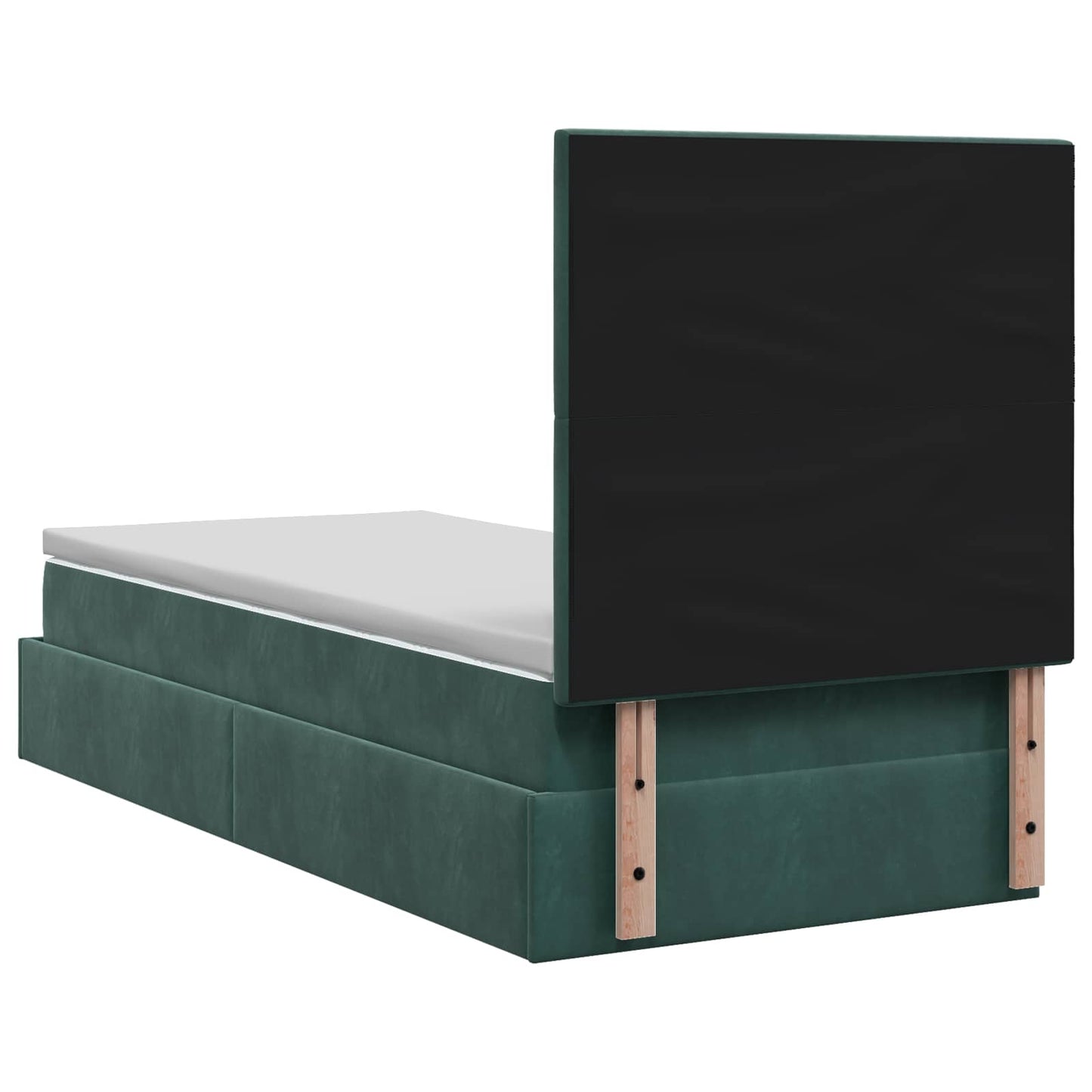 Ottoman bed met matras Donkergroen 90 x 190 cm Fluweel is nu te koop bij PeponiXL, paradijselijk wonen!