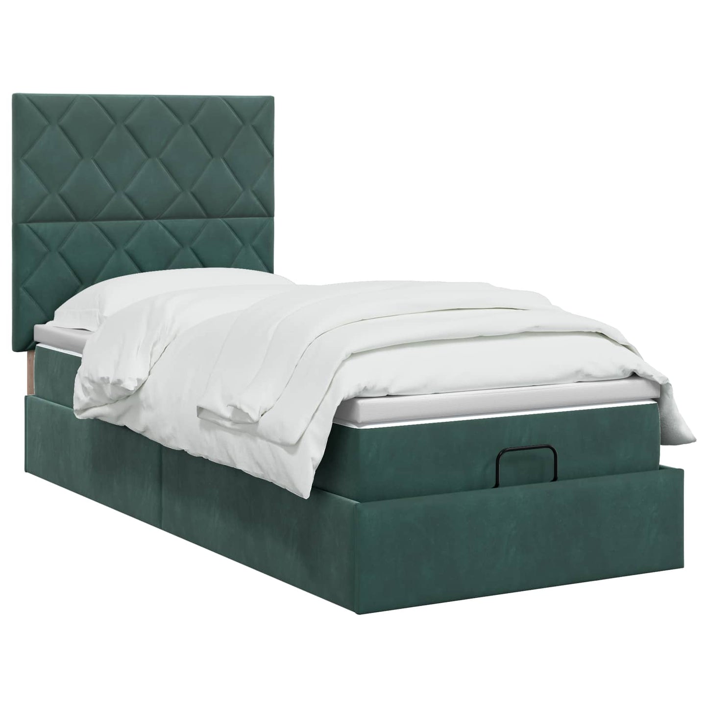 Ottoman bed met matras Donkergroen 90 x 190 cm Fluweel is nu te koop bij PeponiXL, paradijselijk wonen!