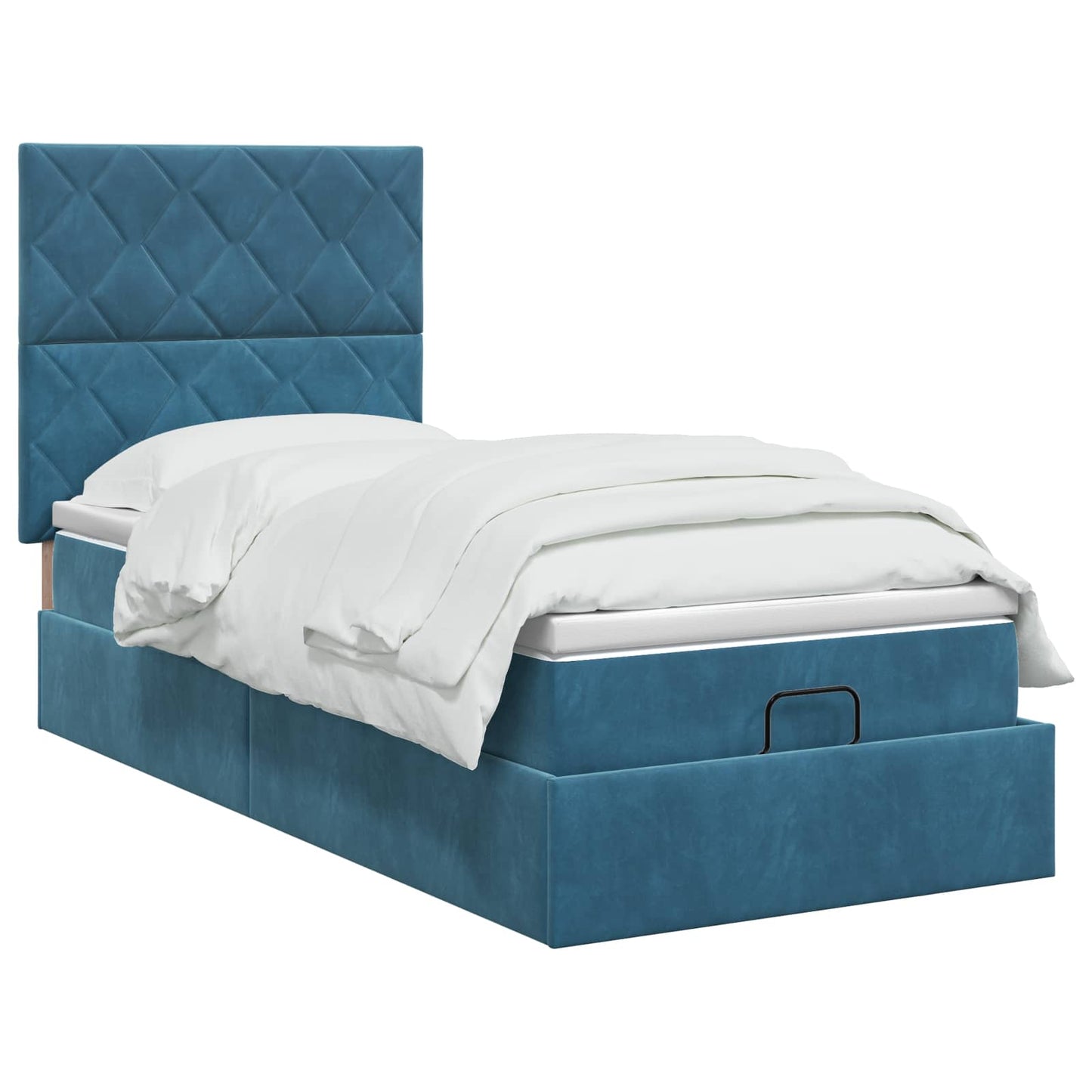 Ottoman bed met matras Donkerblauw 90 x 190 cm Fluweel is nu te koop bij PeponiXL, paradijselijk wonen!