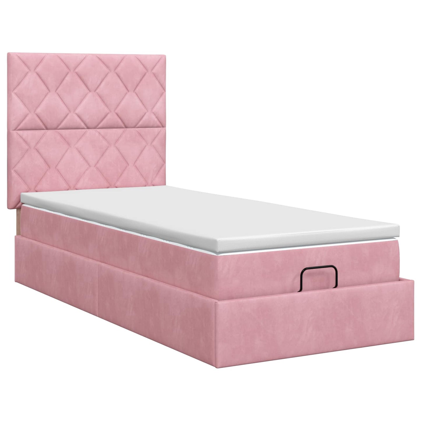 Ottoman bed met matras met hoofdeinde Roze 90 x 190 cm Fluweel is nu te koop bij PeponiXL, paradijselijk wonen!