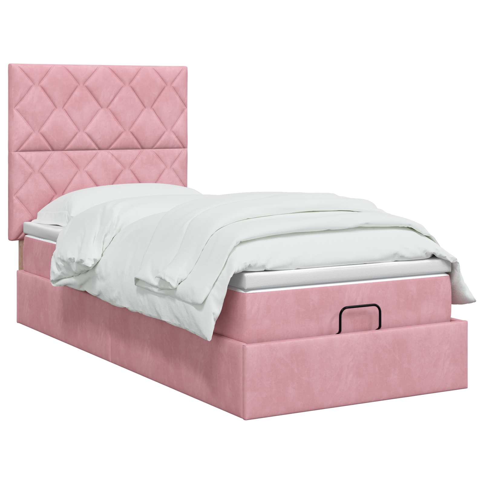 Ottoman bed met matras met hoofdeinde Roze 90 x 190 cm Fluweel is nu te koop bij PeponiXL, paradijselijk wonen!