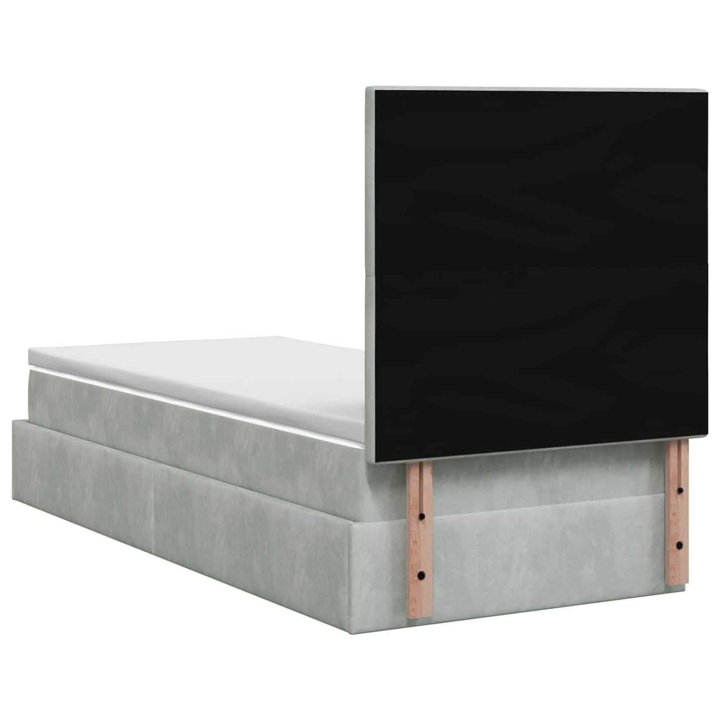 Ottoman bed met matras Lichtgrijs 90 x 200 cm Fluweel is nu te koop bij PeponiXL, paradijselijk wonen!