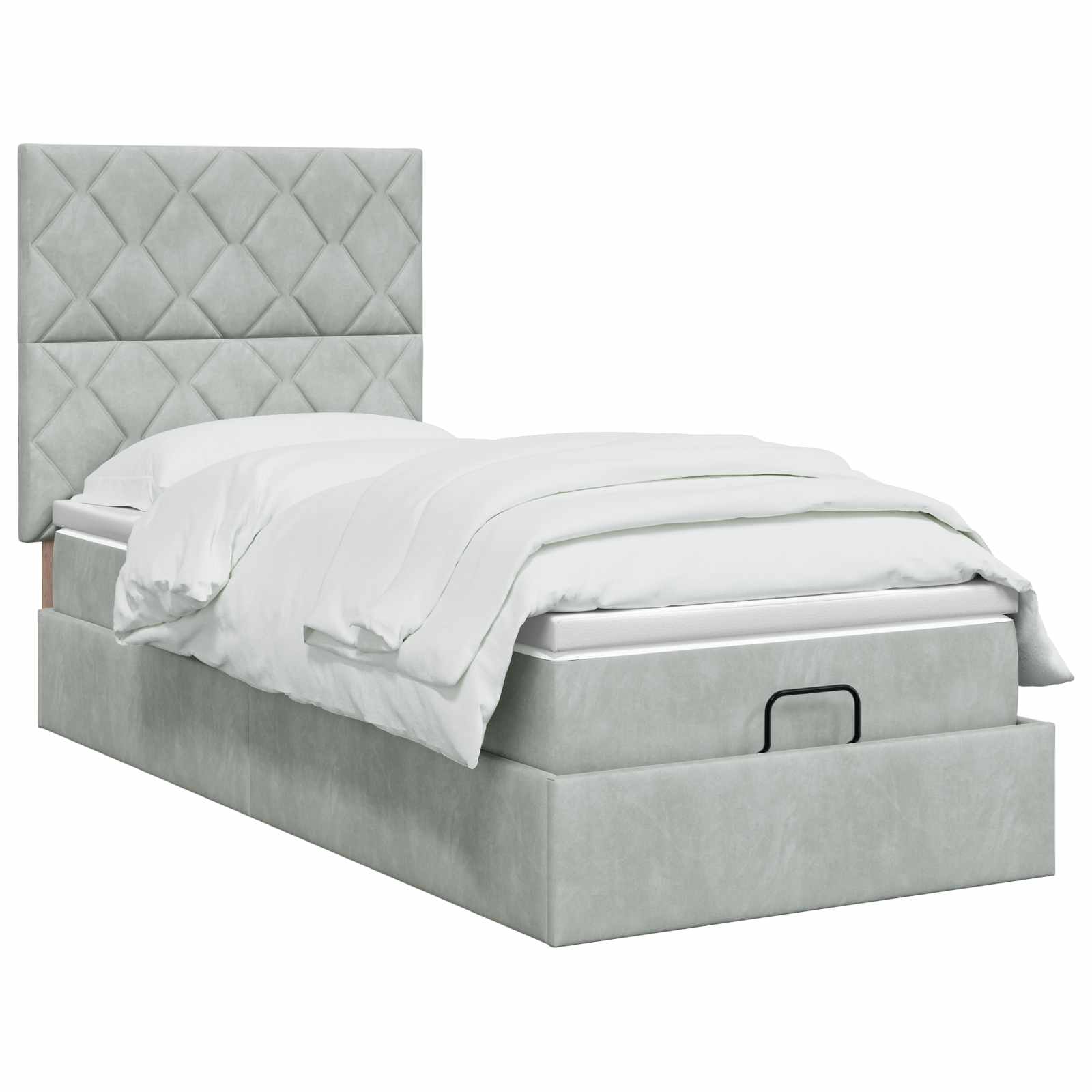 Ottoman bed met matras Lichtgrijs 90 x 200 cm Fluweel is nu te koop bij PeponiXL, paradijselijk wonen!