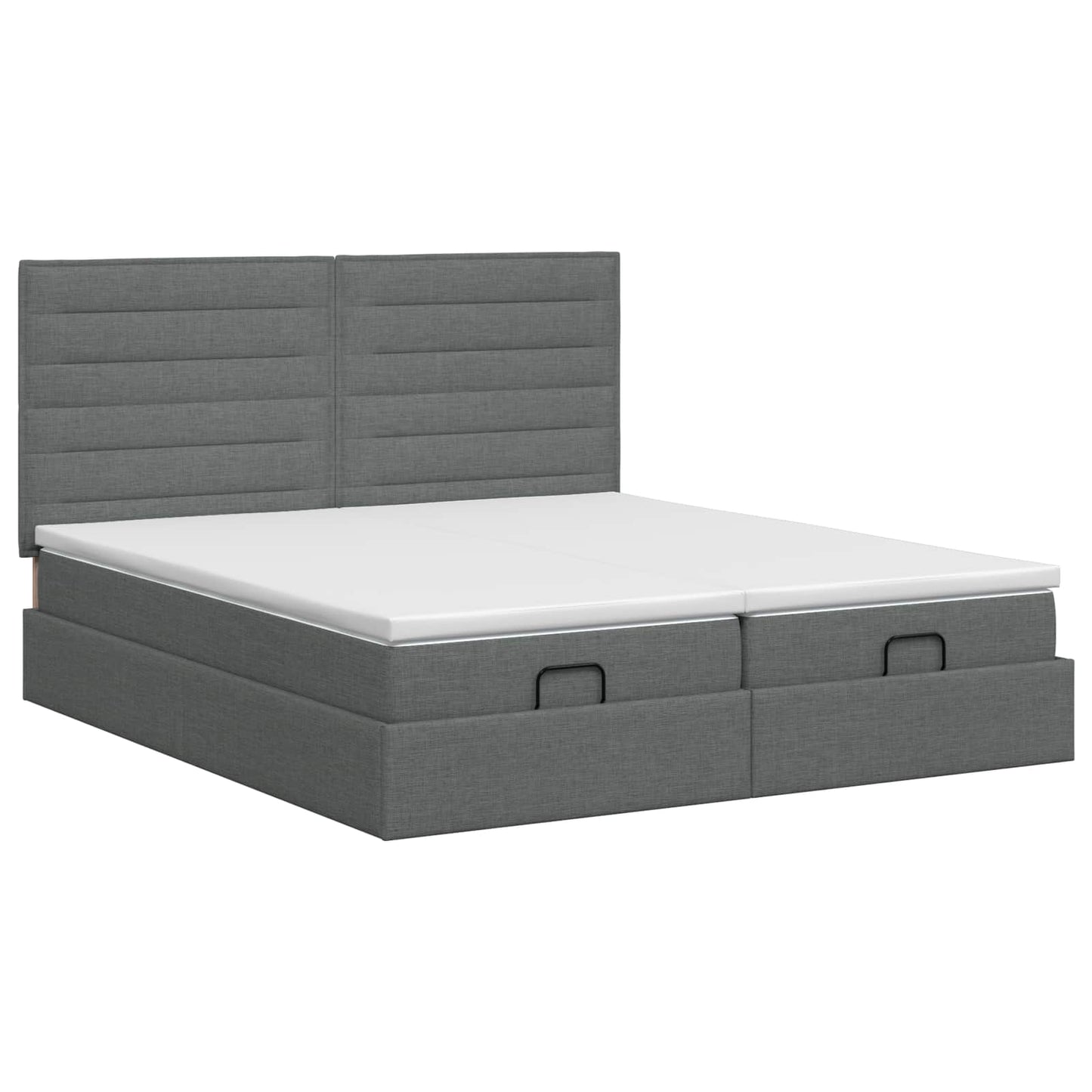 Ottoman bed met matras met hoofdeinde 2 st Donkergrijs Stof is nu te koop bij PeponiXL, paradijselijk wonen!