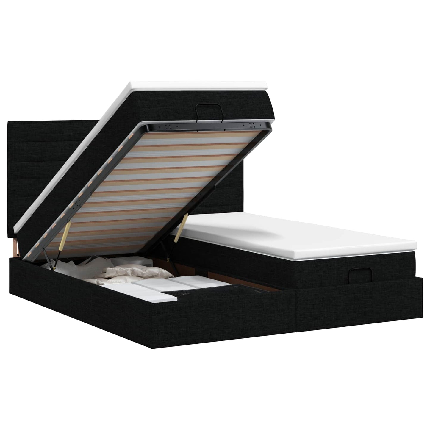 Ottoman bed met matras met hoofdeinde 2 pcs Zwart Stof