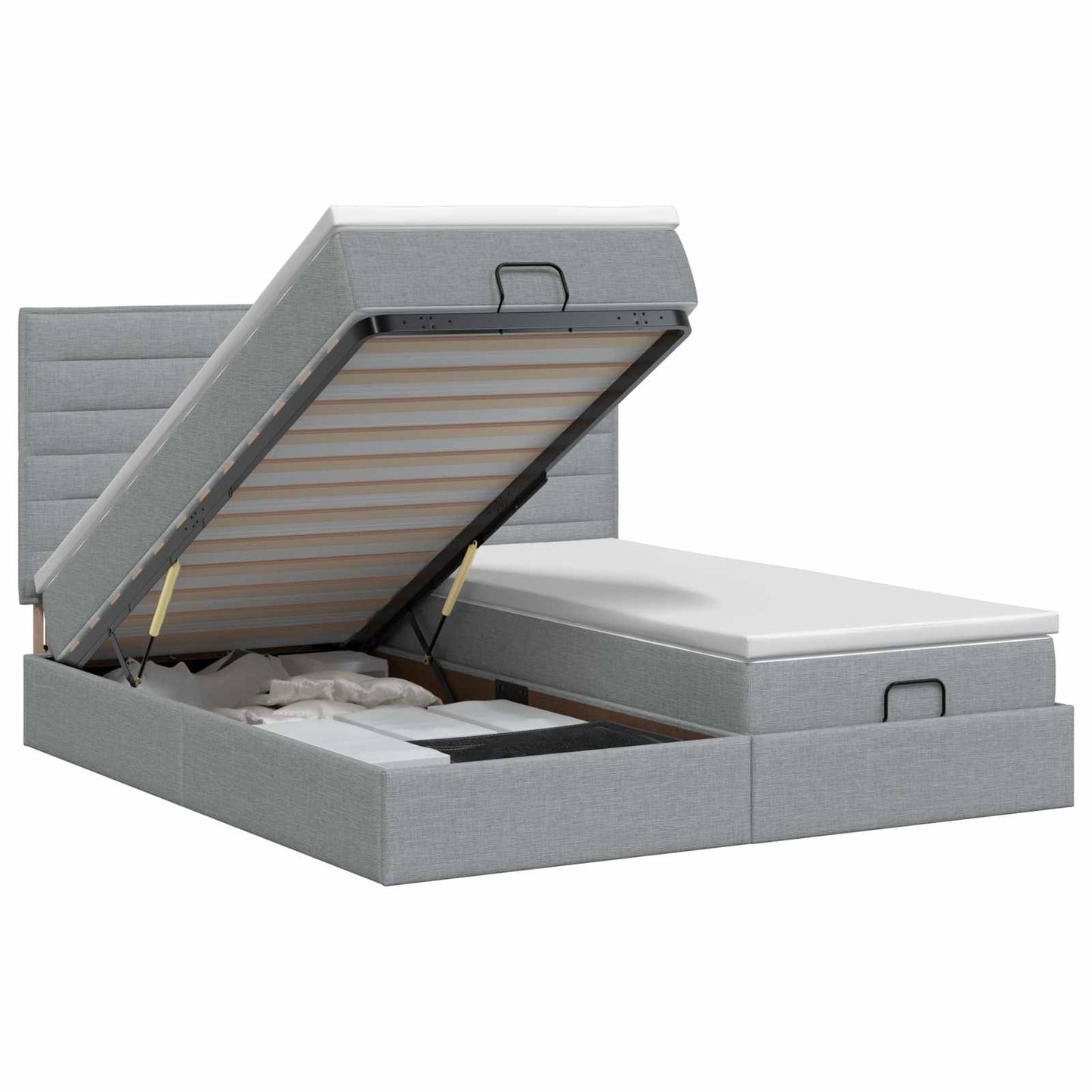 Ottoman bed met matras met hoofdeinde 2 pcs Lichtgrijs Stof