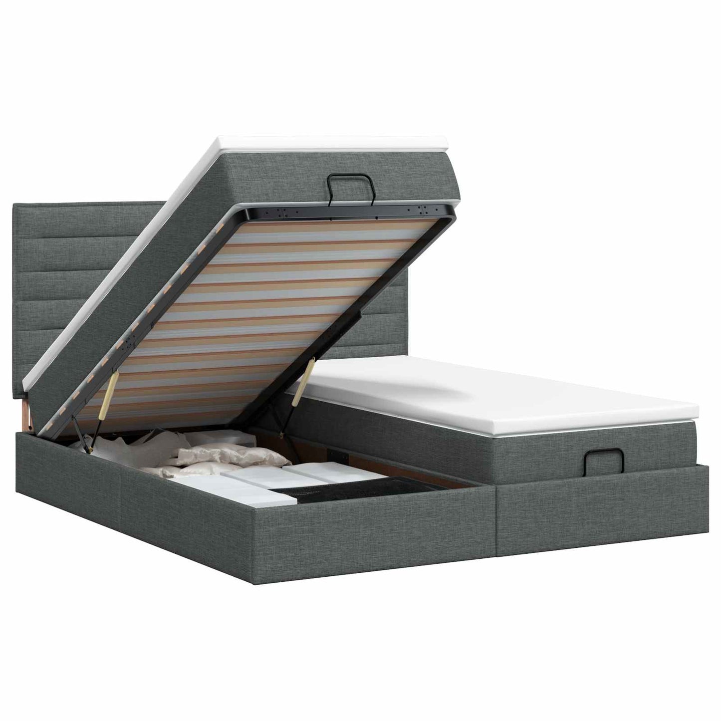 Ottoman bed met matras met hoofdeinde 2 pcs Donkergrijs Stof