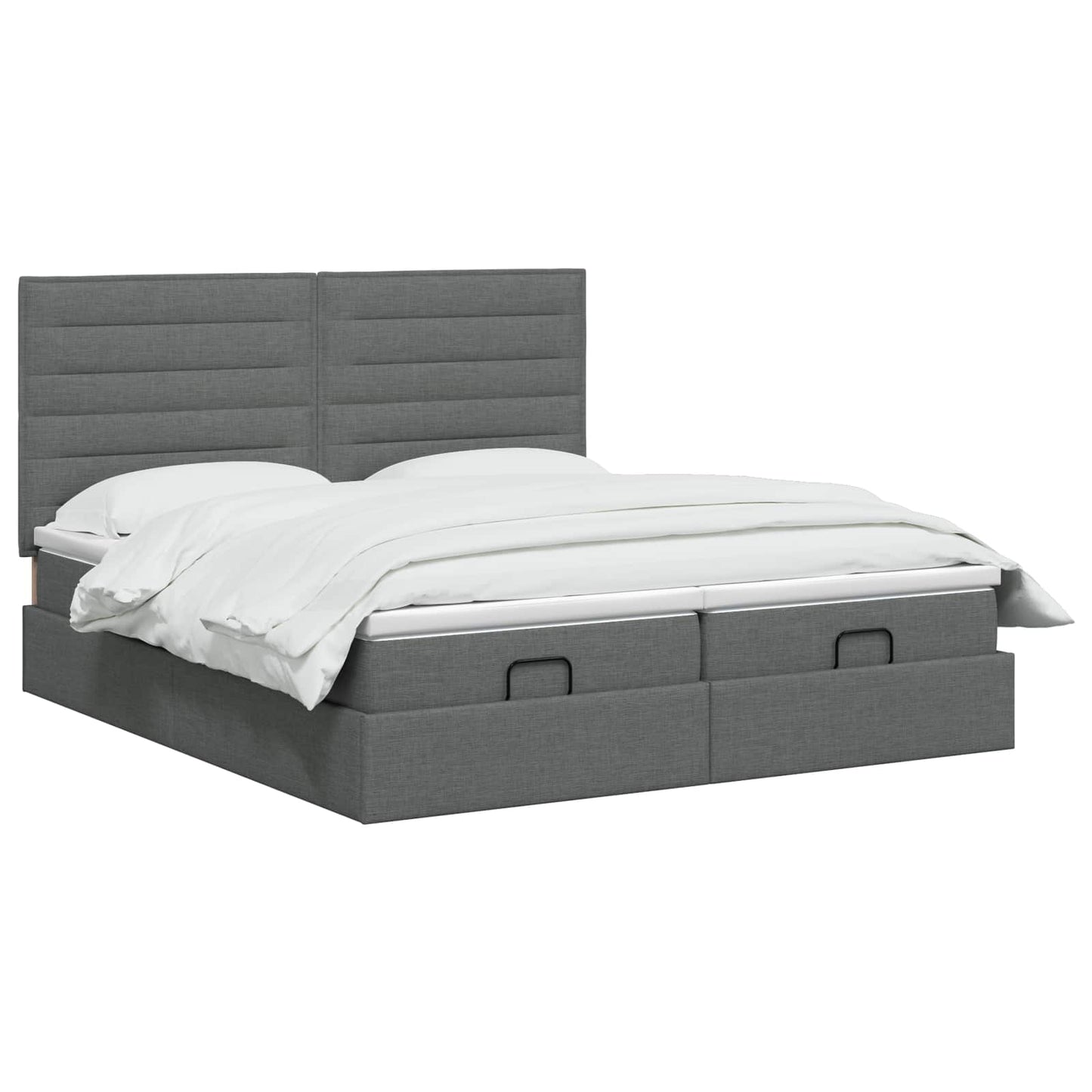 Ottoman bed met matras met hoofdeinde 2 pcs Donkergrijs Stof