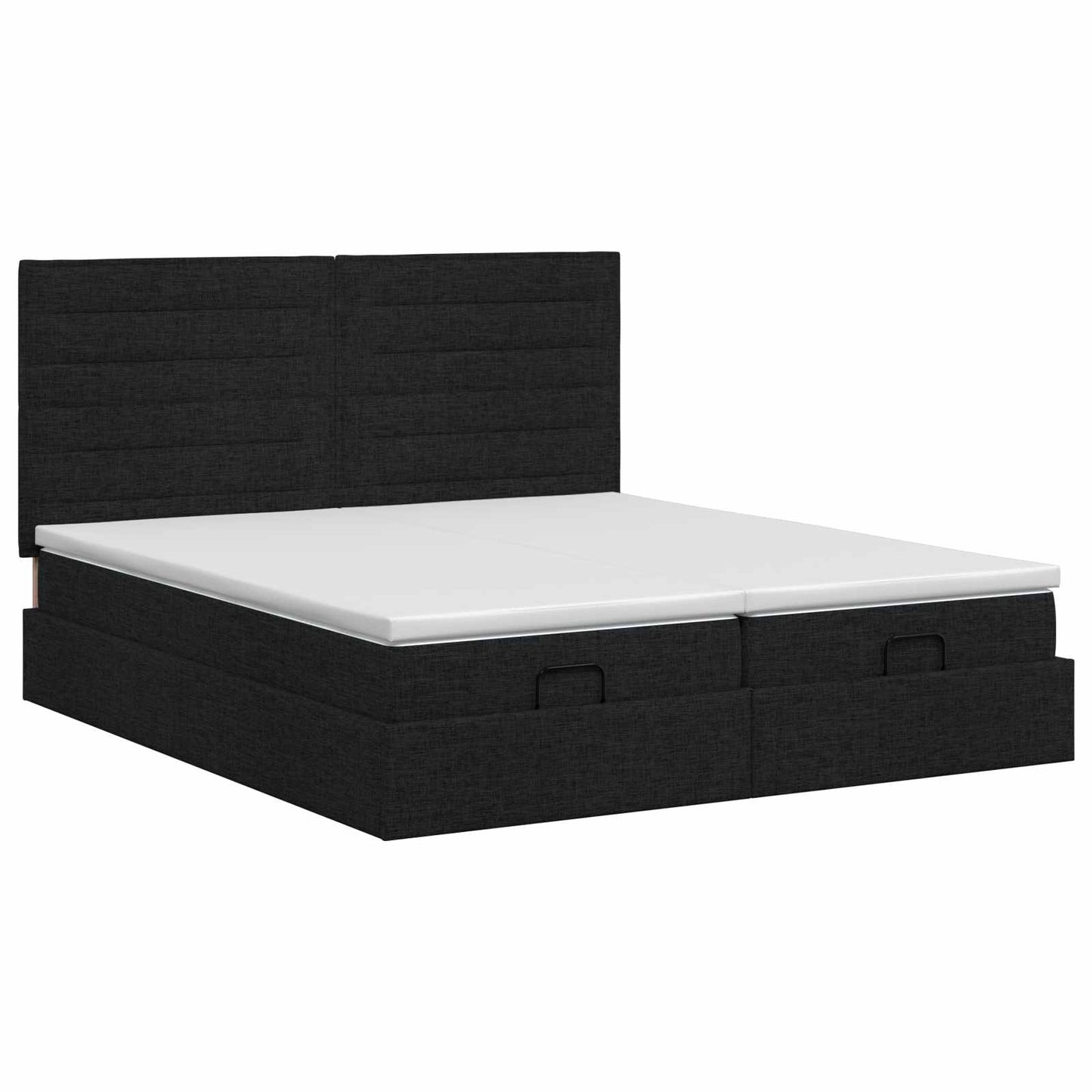Ottoman bed met matras met hoofdeinde 2 pcs Zwart Stof