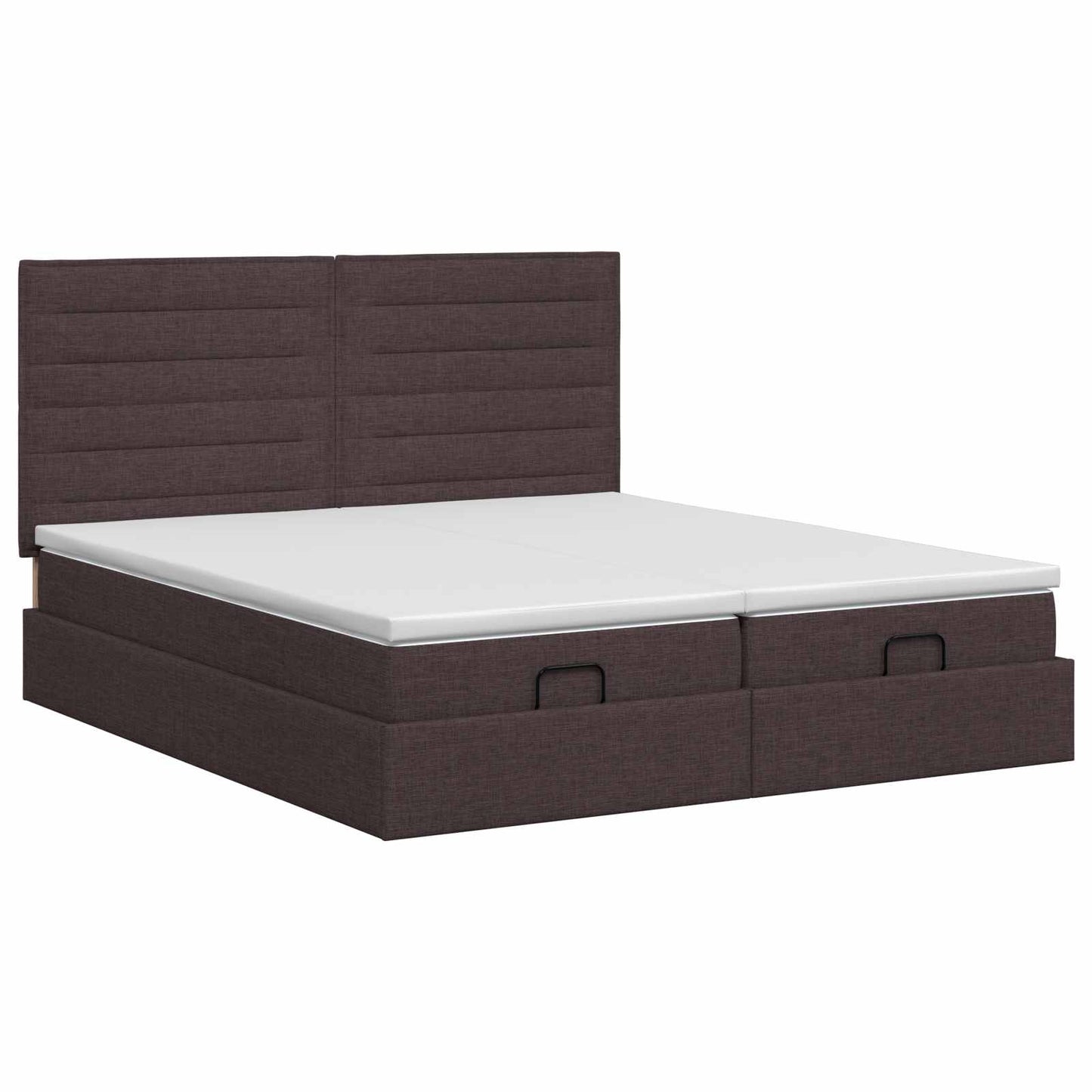 Ottoman bed met matras met hoofdeinde 2 st Donkerbruin Stof is nu te koop bij PeponiXL, paradijselijk wonen!