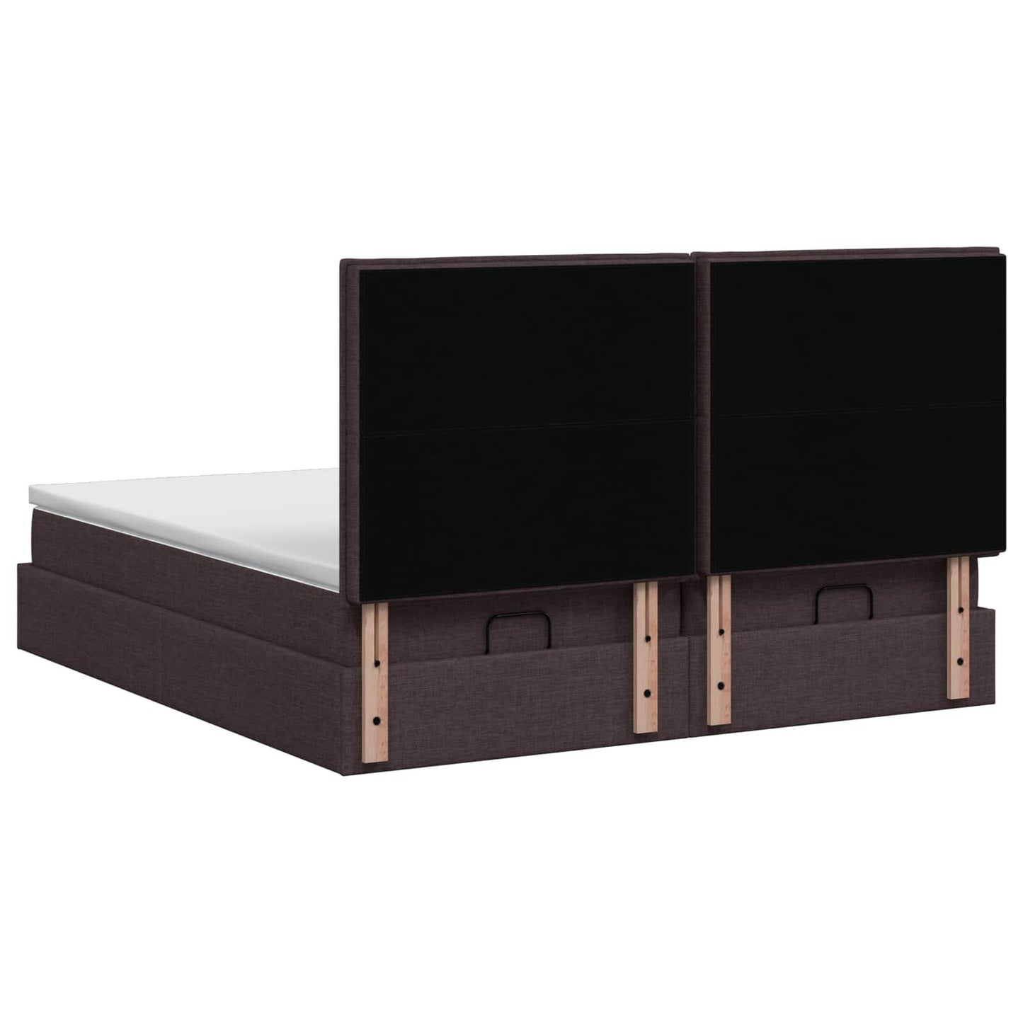 Ottoman bed met matras met hoofdeinde 2 st Donkerbruin Stof is nu te koop bij PeponiXL, paradijselijk wonen!