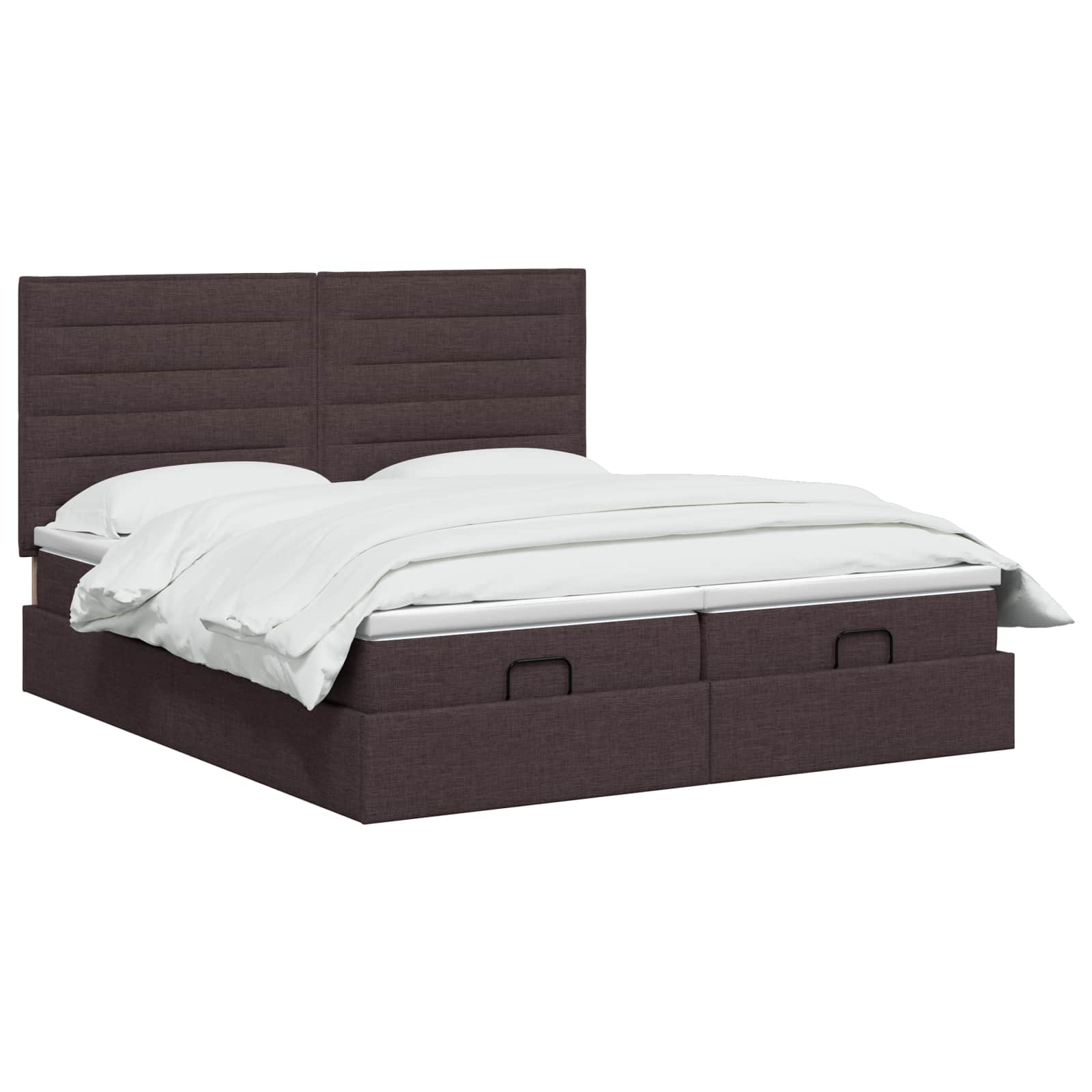Ottoman bed met matras met hoofdeinde 2 st Donkerbruin Stof is nu te koop bij PeponiXL, paradijselijk wonen!