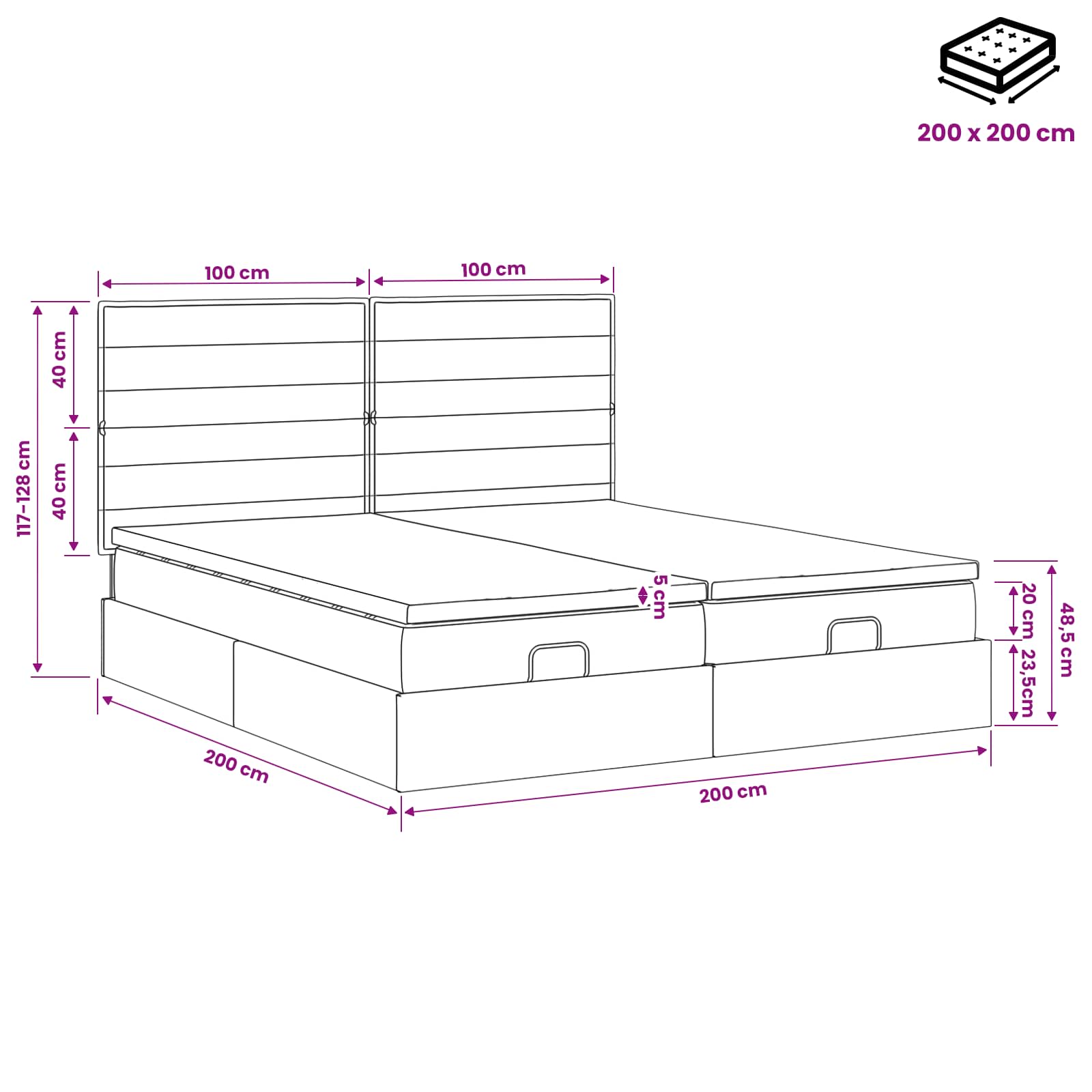 Ottoman bed met matras met hoofdeinde 2 st Donkerbruin Stof is nu te koop bij PeponiXL, paradijselijk wonen!