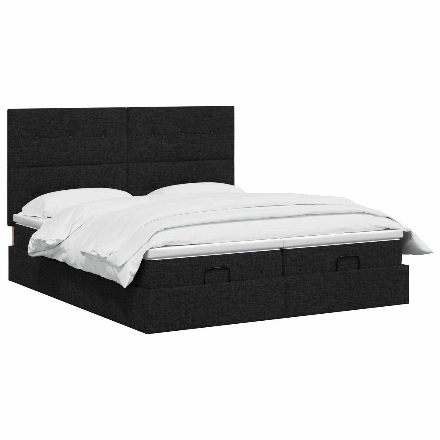 Ottoman bed met matras met hoofdeinde 2 st Zwart Stof