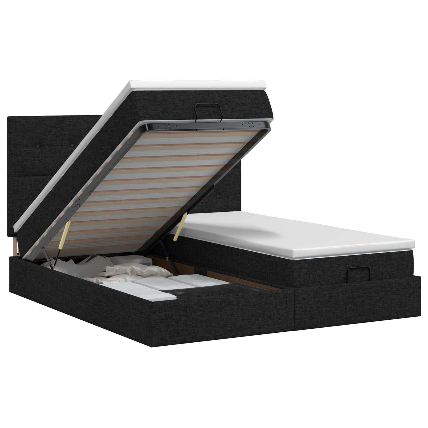Ottoman bed met matras met hoofdeinde 2 st Zwart Stof