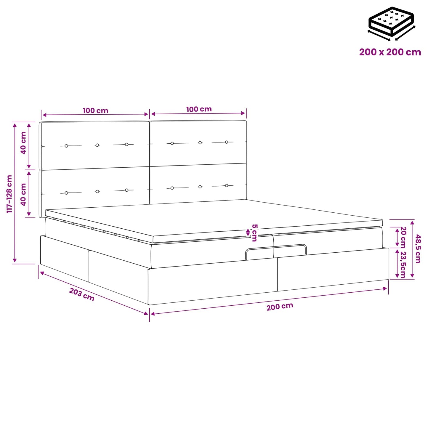 Ottoman bed met matras met hoofdeinde 2 st Taupe Stof