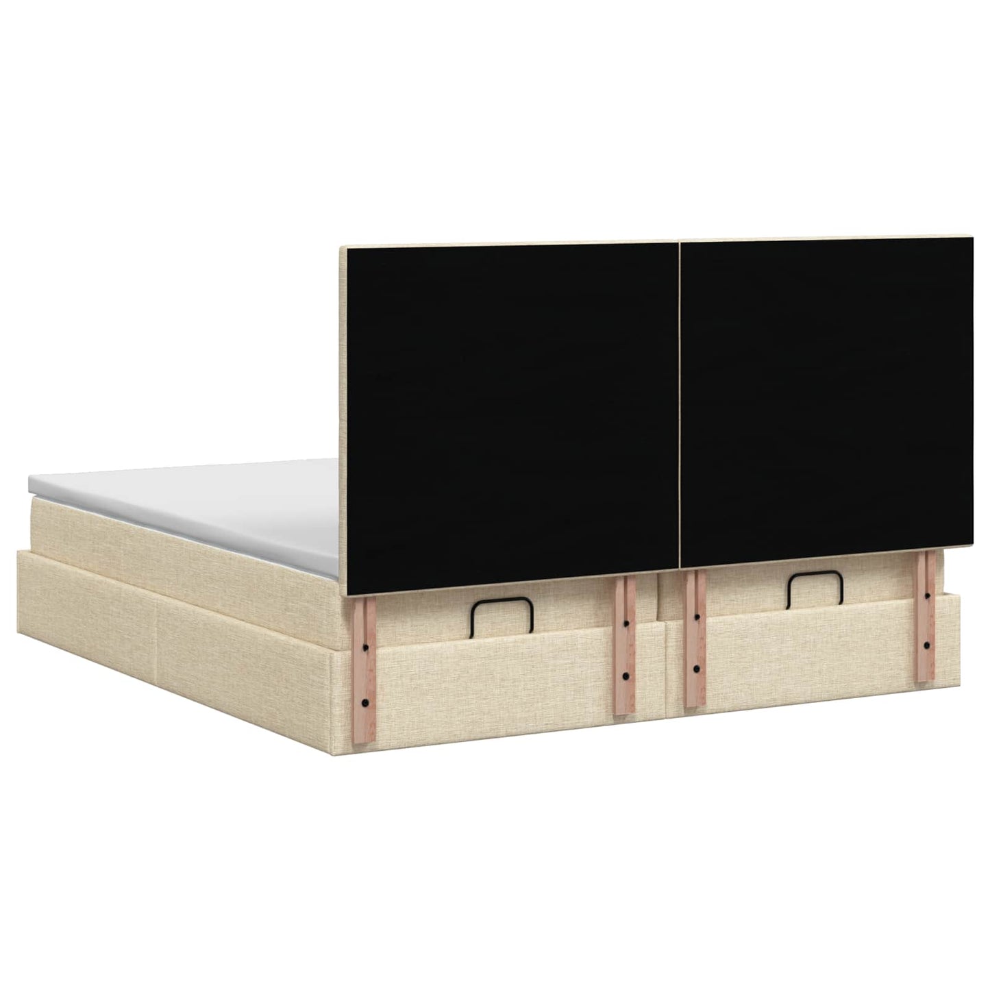 Ottoman bed met matras met hoofdeinde 2 st Crèmekleurig Stof