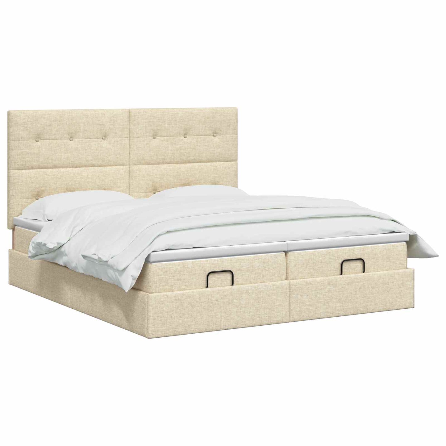 Ottoman bed met matras met hoofdeinde 2 st Crèmekleurig Stof