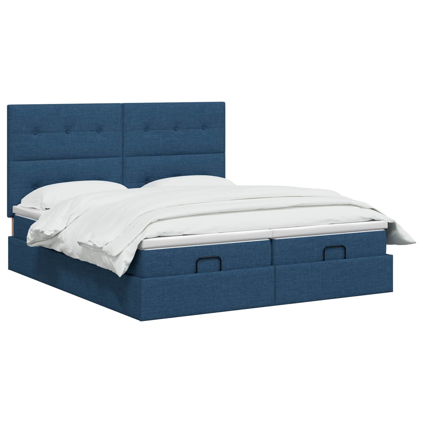 Ottoman bed met matras met hoofdeinde 2 st Blauw Stof