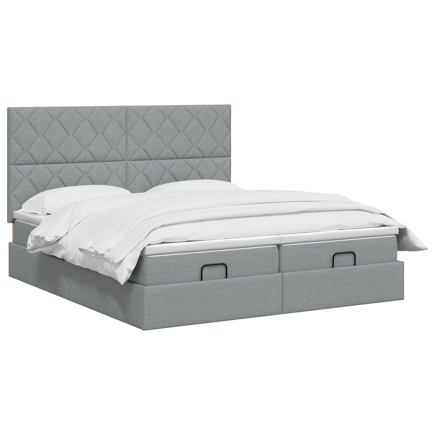 Ottoman bed met matras met hoofdeinde 2 st Lichtgrijs Stof