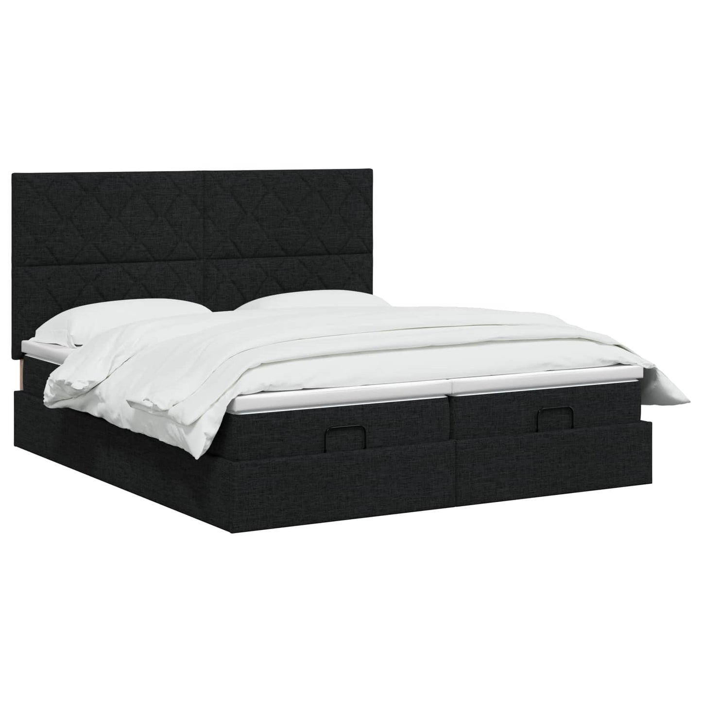 Ottoman bed met matras met hoofdeinde 2 st Zwart Stof