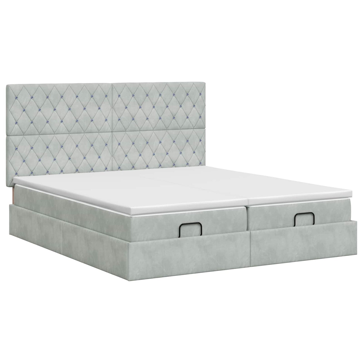 Ottoman bed met matras met hoofdeinde 2 pcs Lichtgrijs Fluweel
