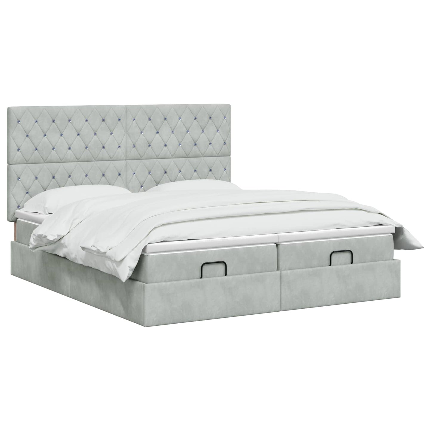 Ottoman bed met matras met hoofdeinde 2 pcs Lichtgrijs Fluweel
