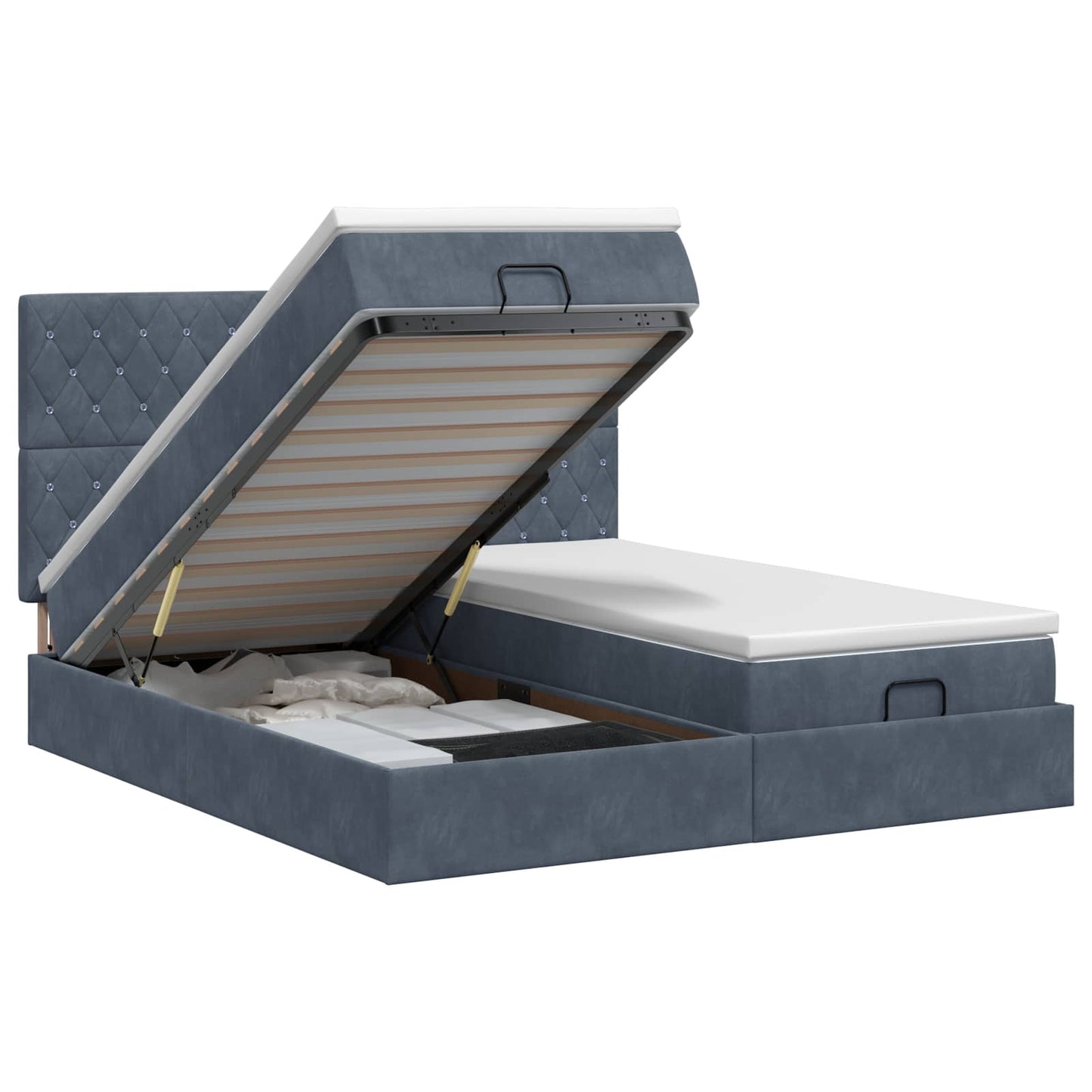 Ottoman bed met matras met hoofdeinde 2 pcs Donkergrijs Fluweel