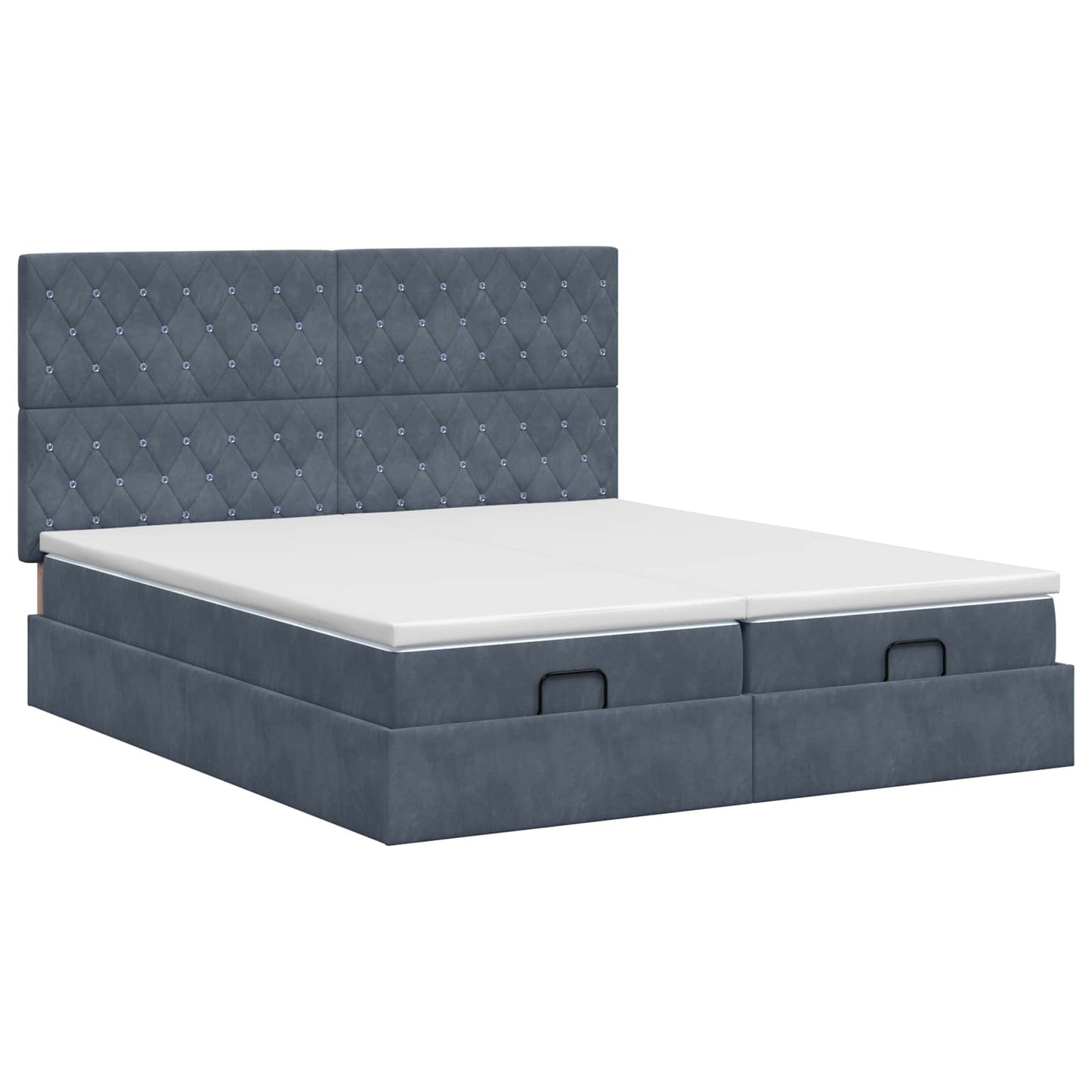 Ottoman bed met matras met hoofdeinde 2 pcs Donkergrijs Fluweel