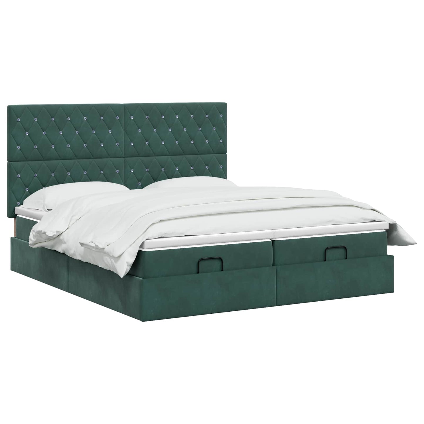 Ottoman bed met matras met hoofdeinde 2 pcs Donkergroen Fluweel