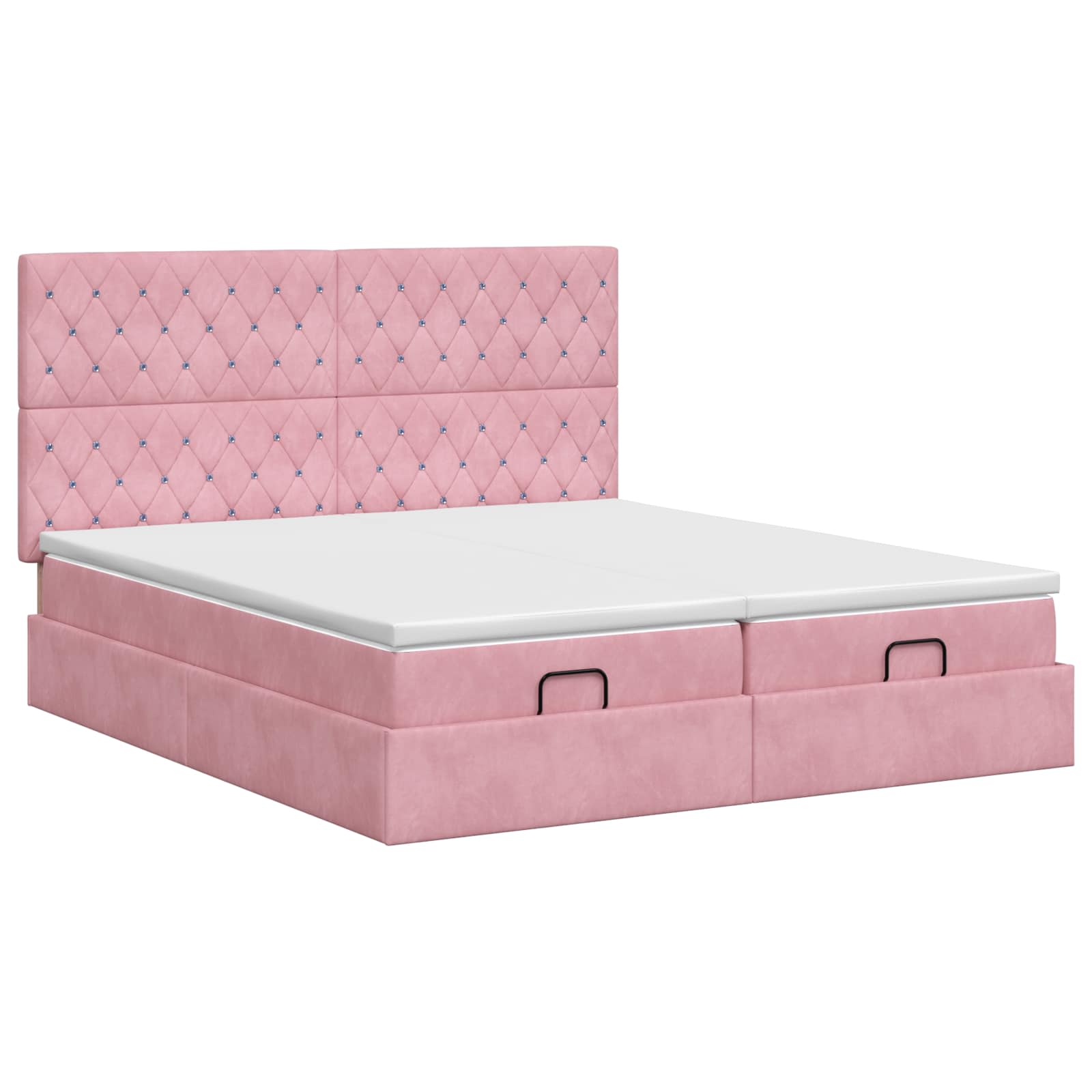 Ottoman bed met matras met hoofdeinde 2 st Roze Fluweel is nu te koop bij PeponiXL, paradijselijk wonen!