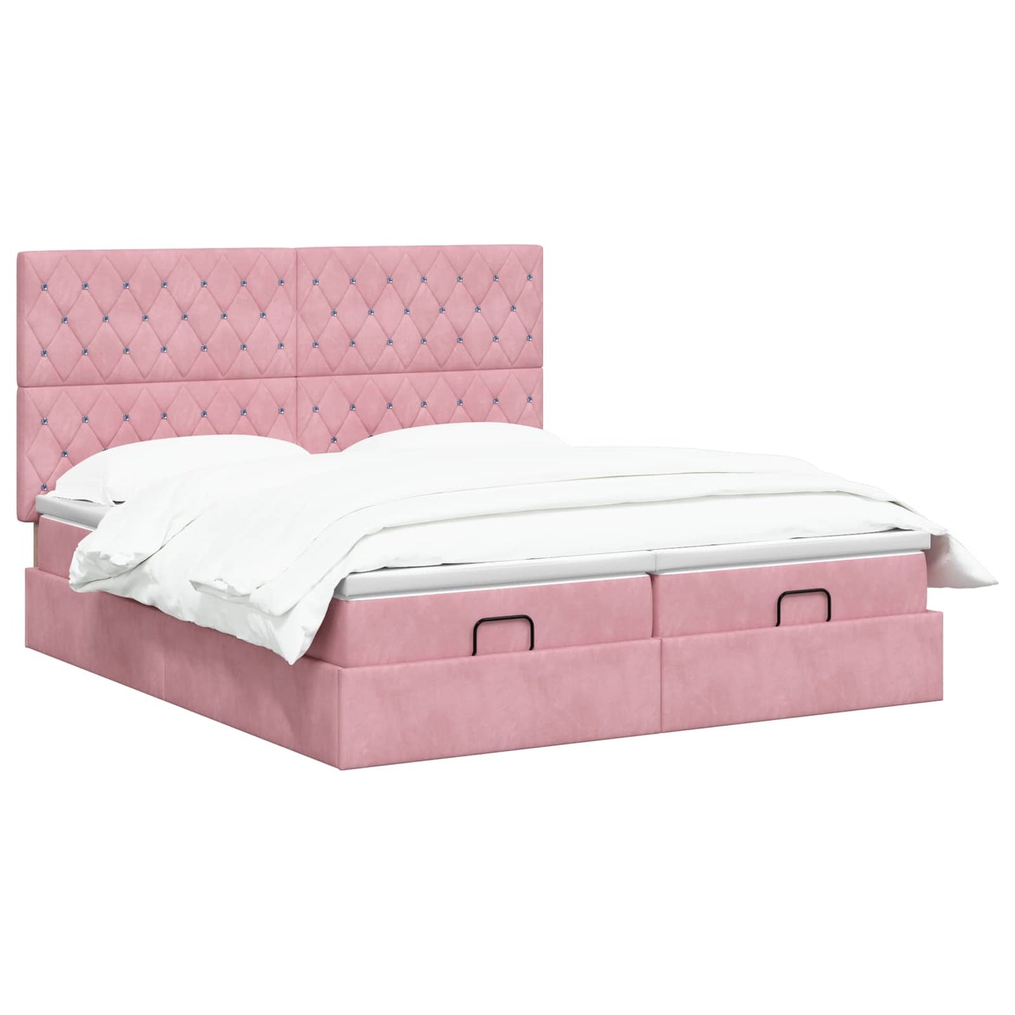 Ottoman bed met matras met hoofdeinde 2 st Roze Fluweel is nu te koop bij PeponiXL, paradijselijk wonen!
