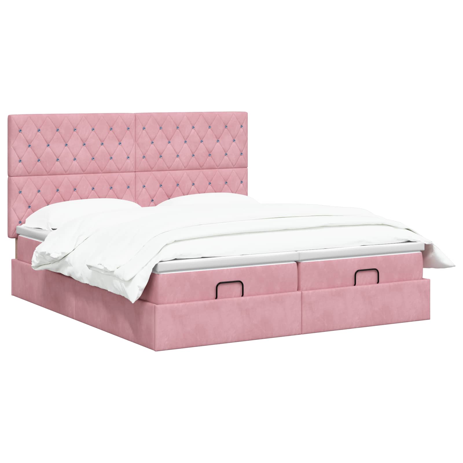 Ottoman bed met matras met hoofdeinde 2 st Roze Fluweel is nu te koop bij PeponiXL, paradijselijk wonen!