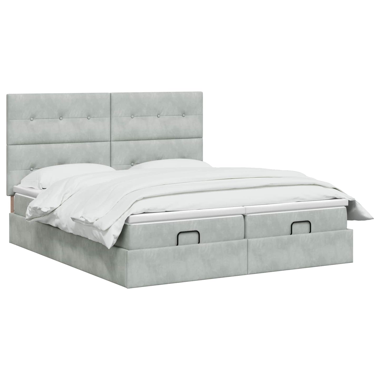Ottoman bed met matras met hoofdeinde 2 st Lichtgrijs Fluweel