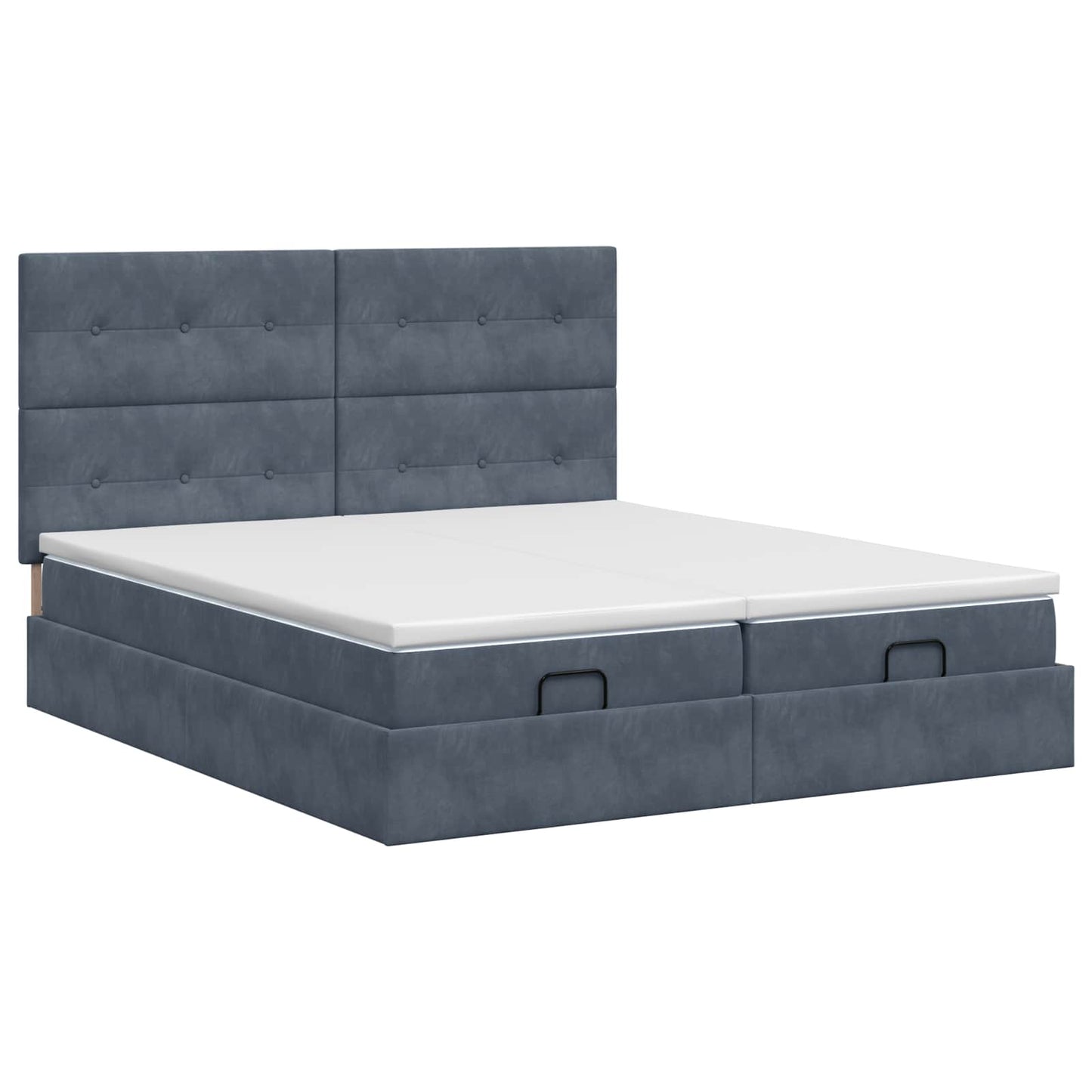 Ottoman bed met matras met hoofdeinde 2 st Donkergrijs Fluweel