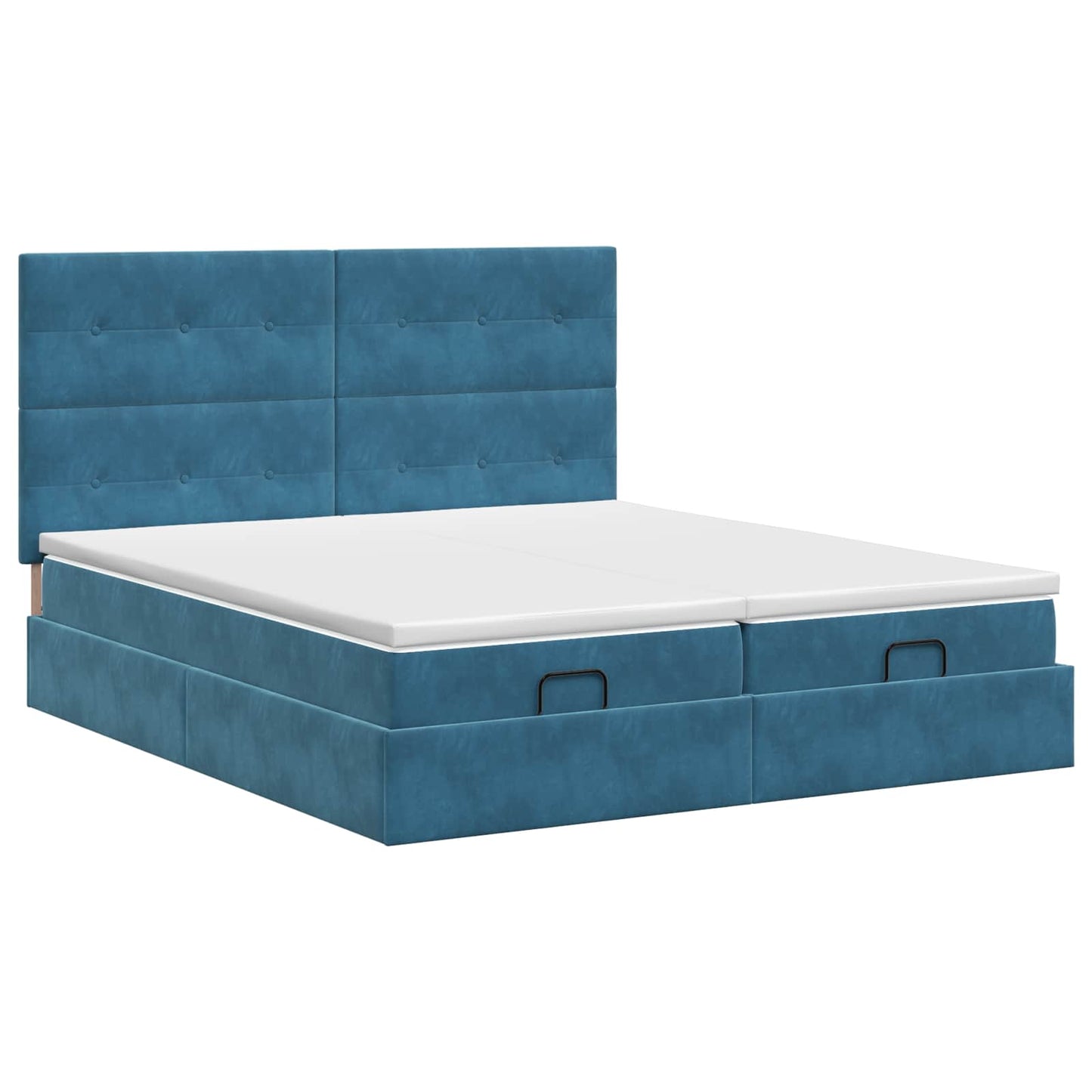 Ottoman bed met matras met hoofdeinde 2 st Donkerblauw Fluweel