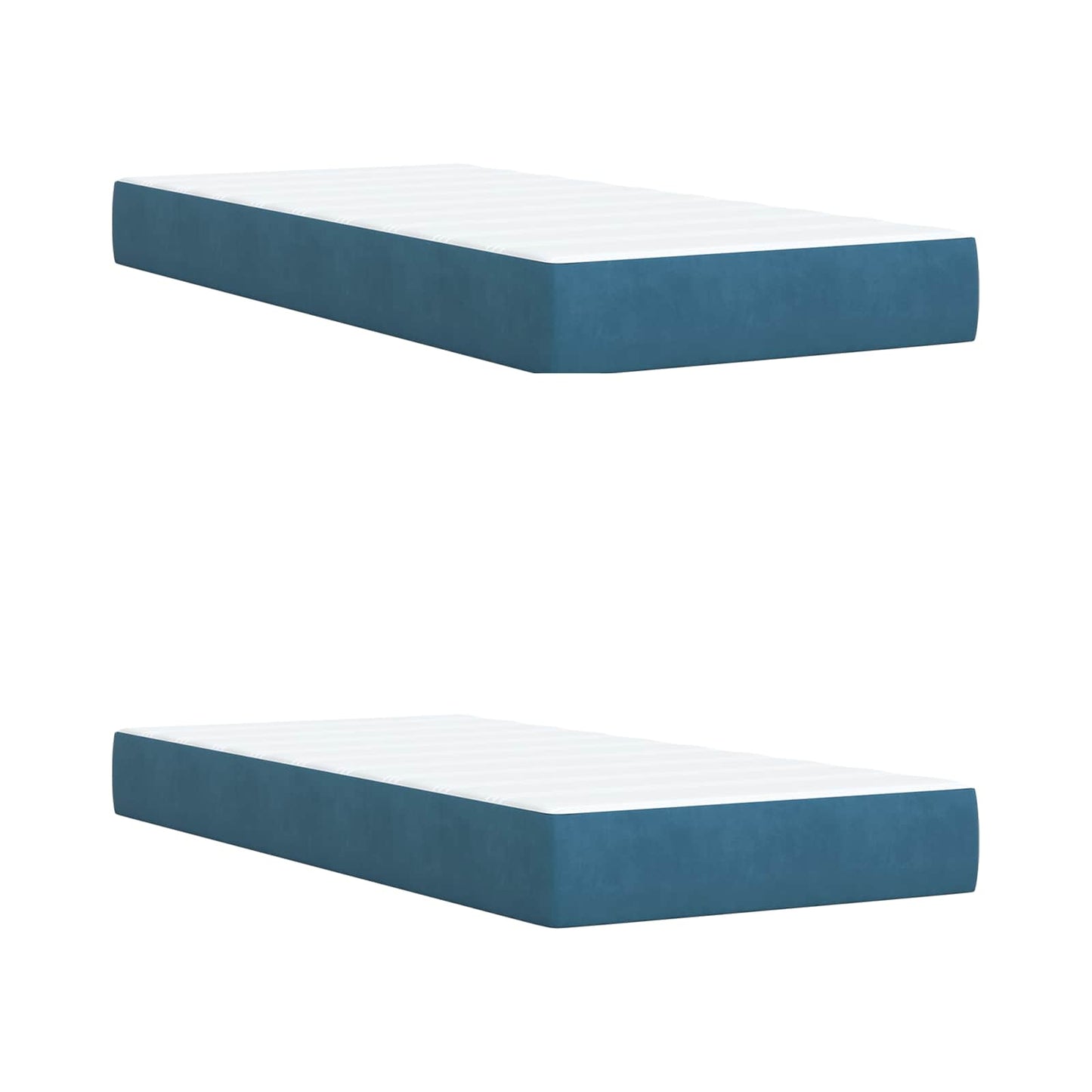 Ottoman bed met matras met hoofdeinde 2 st Donkerblauw Fluweel
