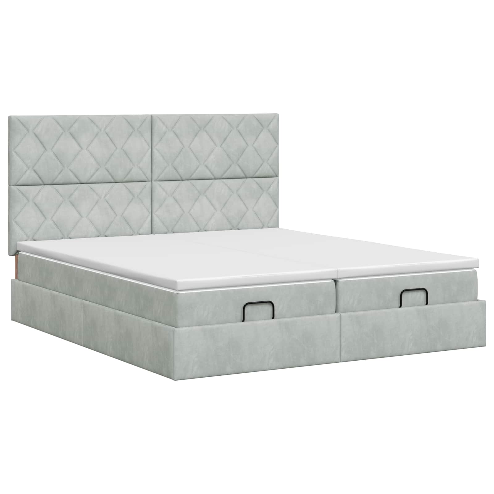 Ottoman bed met matras met hoofdeinde 2 st Lichtgrijs Fluweel is nu te koop bij PeponiXL, paradijselijk wonen!