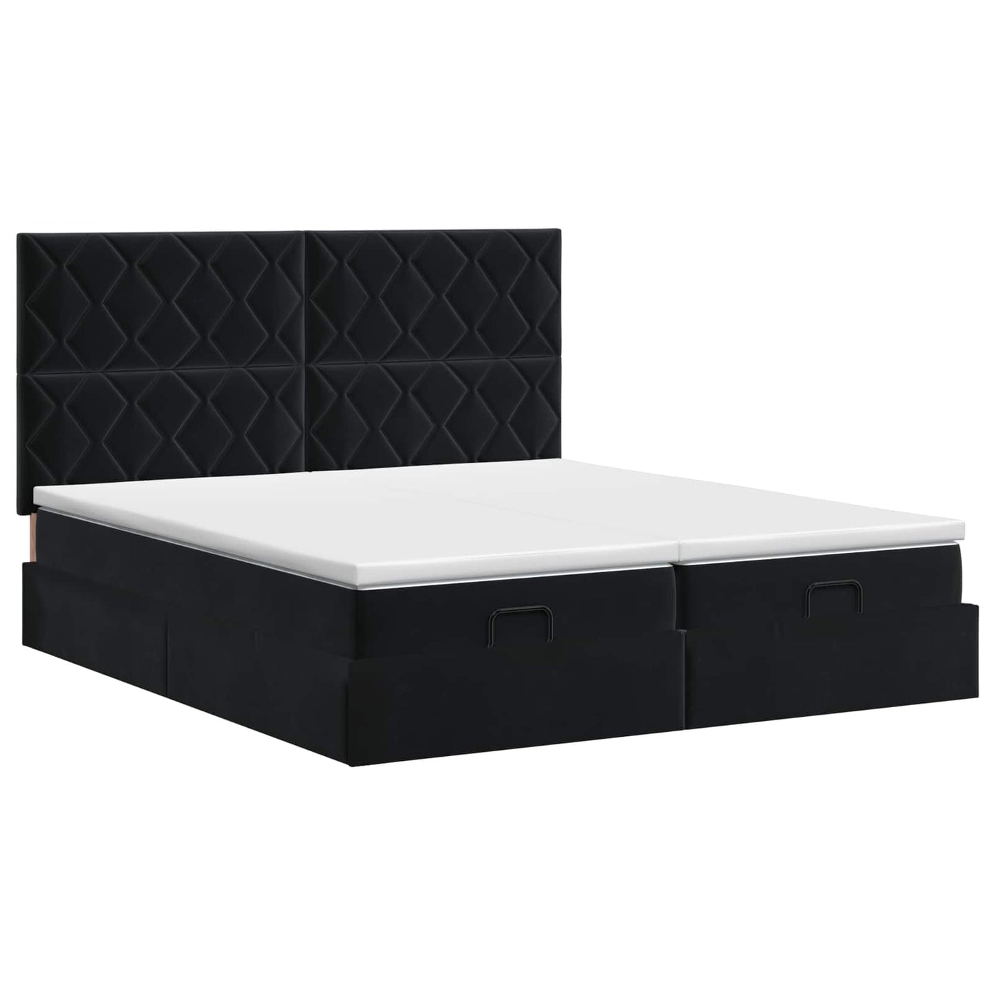 Ottoman bed met matras met hoofdeinde 2 st Zwart Fluweel is nu te koop bij PeponiXL, paradijselijk wonen!
