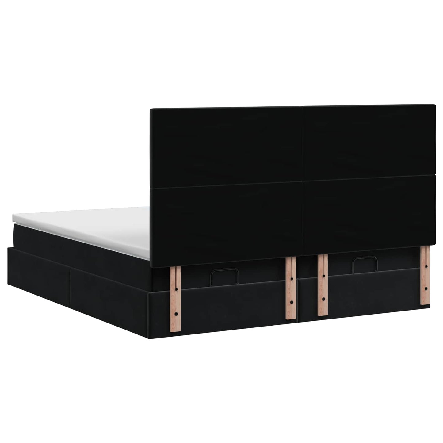 Ottoman bed met matras met hoofdeinde 2 st Zwart Fluweel is nu te koop bij PeponiXL, paradijselijk wonen!