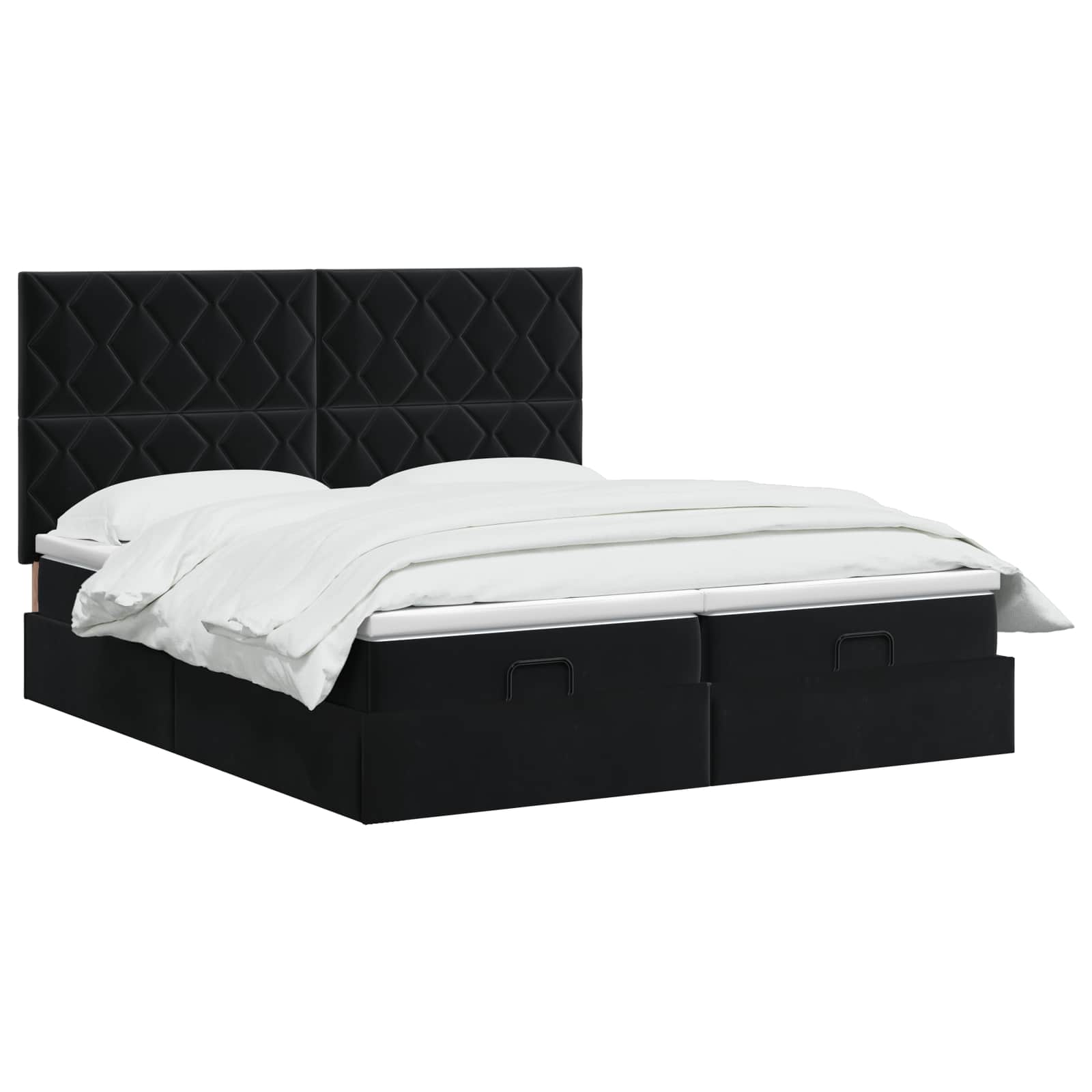 Ottoman bed met matras met hoofdeinde 2 st Zwart Fluweel is nu te koop bij PeponiXL, paradijselijk wonen!