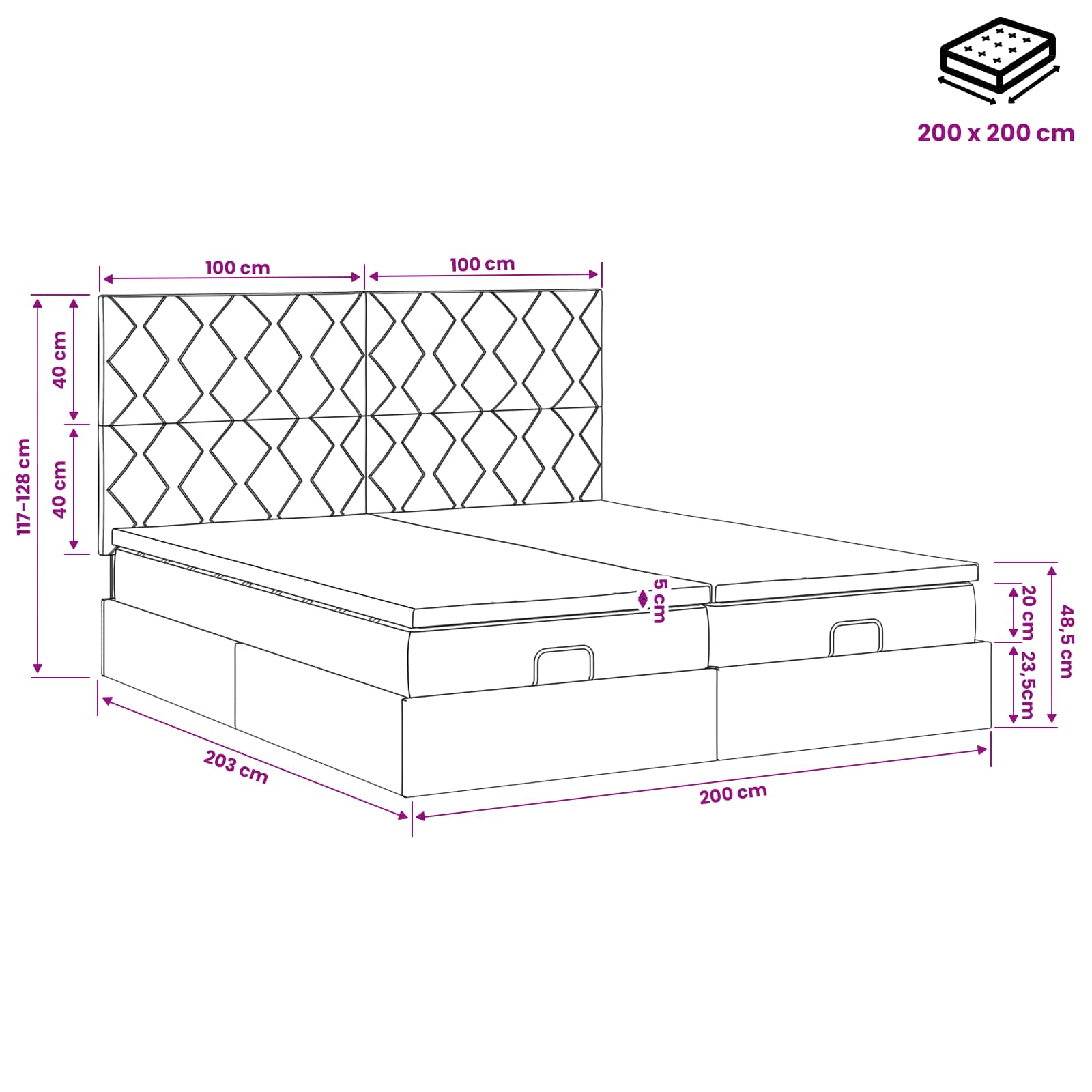 Ottoman bed met matras met hoofdeinde 2 st Zwart Fluweel is nu te koop bij PeponiXL, paradijselijk wonen!