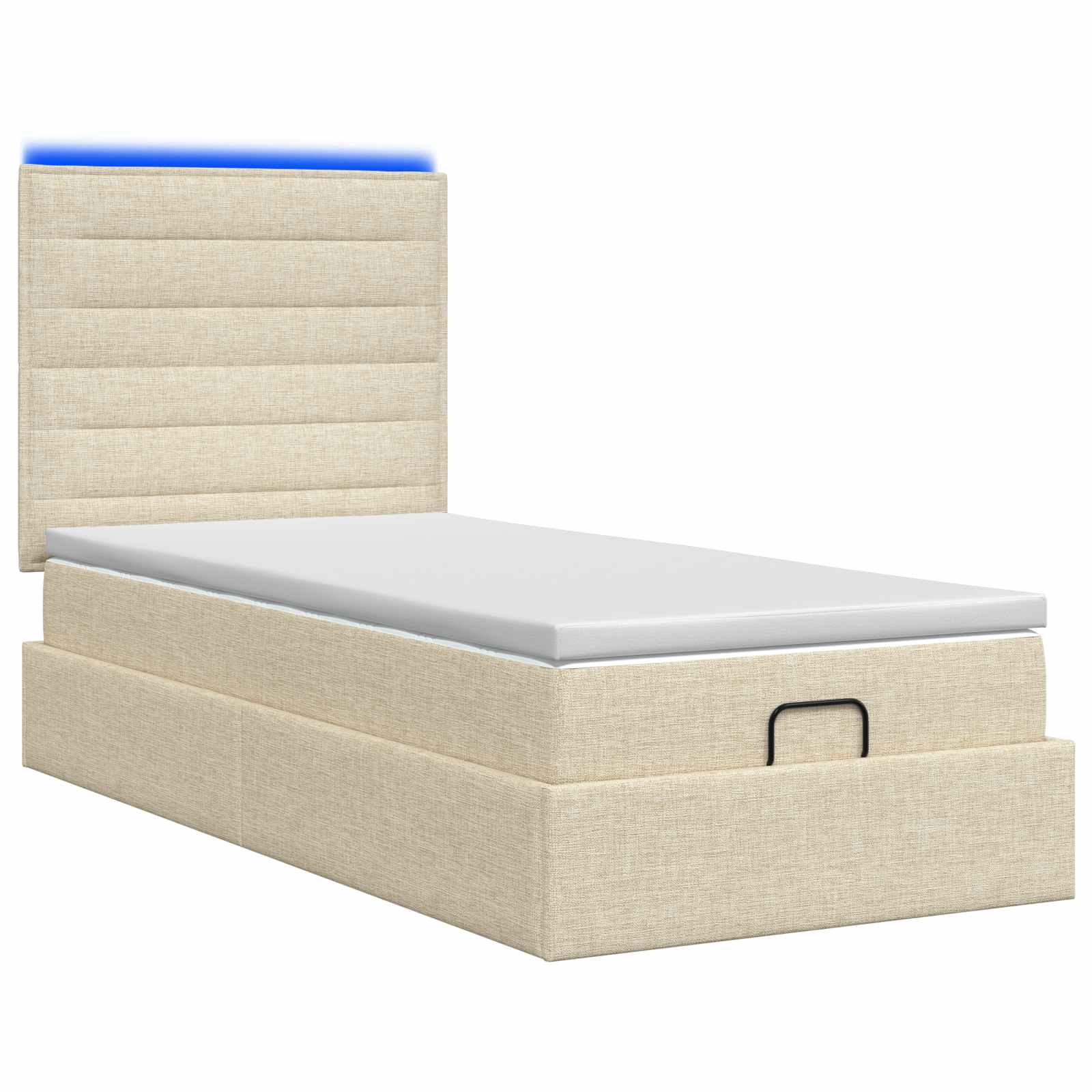 Ottoman Bed met Matrassen en LED Crèmekleurig 100 x 200 cm Stof is nu te koop bij PeponiXL, paradijselijk wonen!