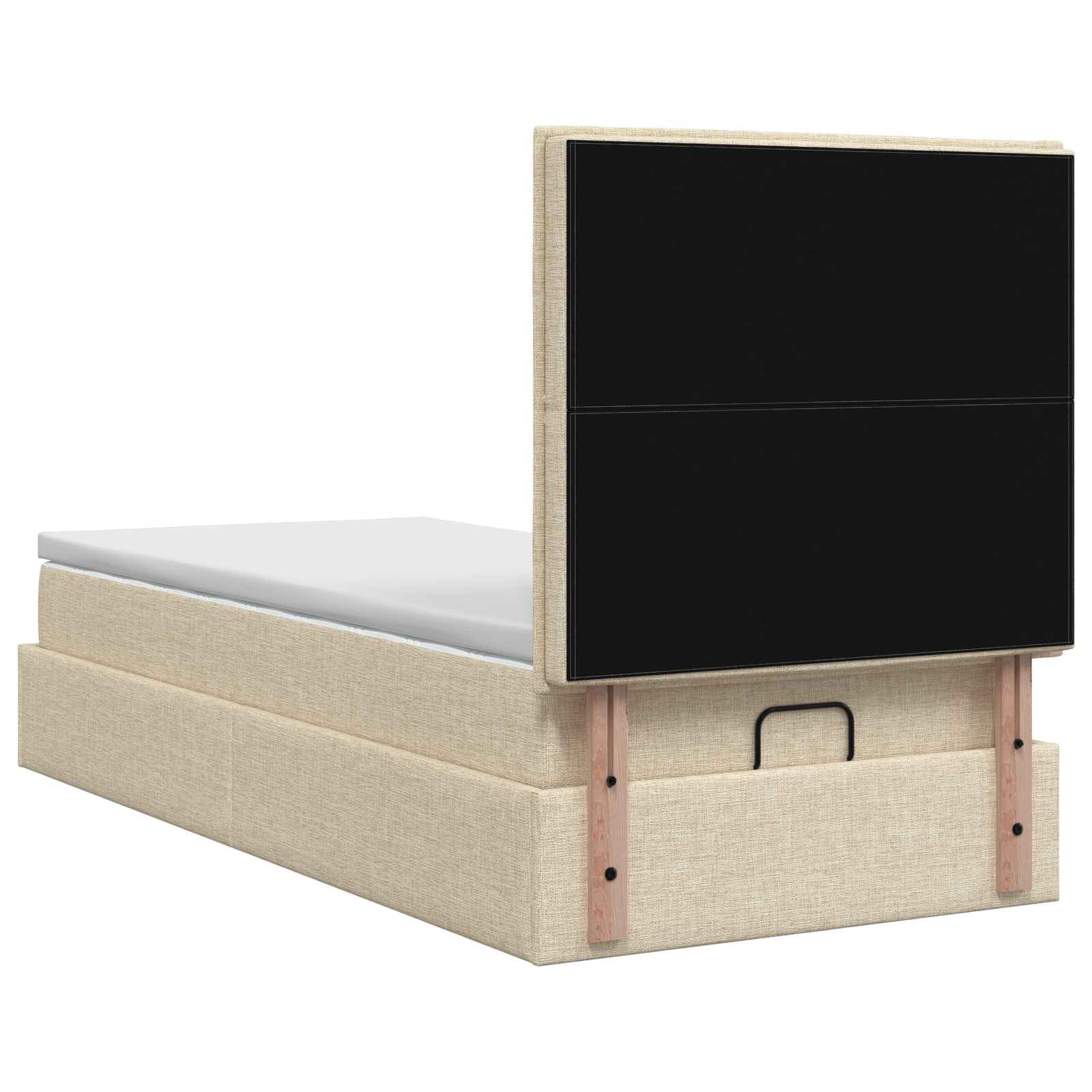 Ottoman Bed met Matrassen en LED Crèmekleurig 100 x 200 cm Stof is nu te koop bij PeponiXL, paradijselijk wonen!