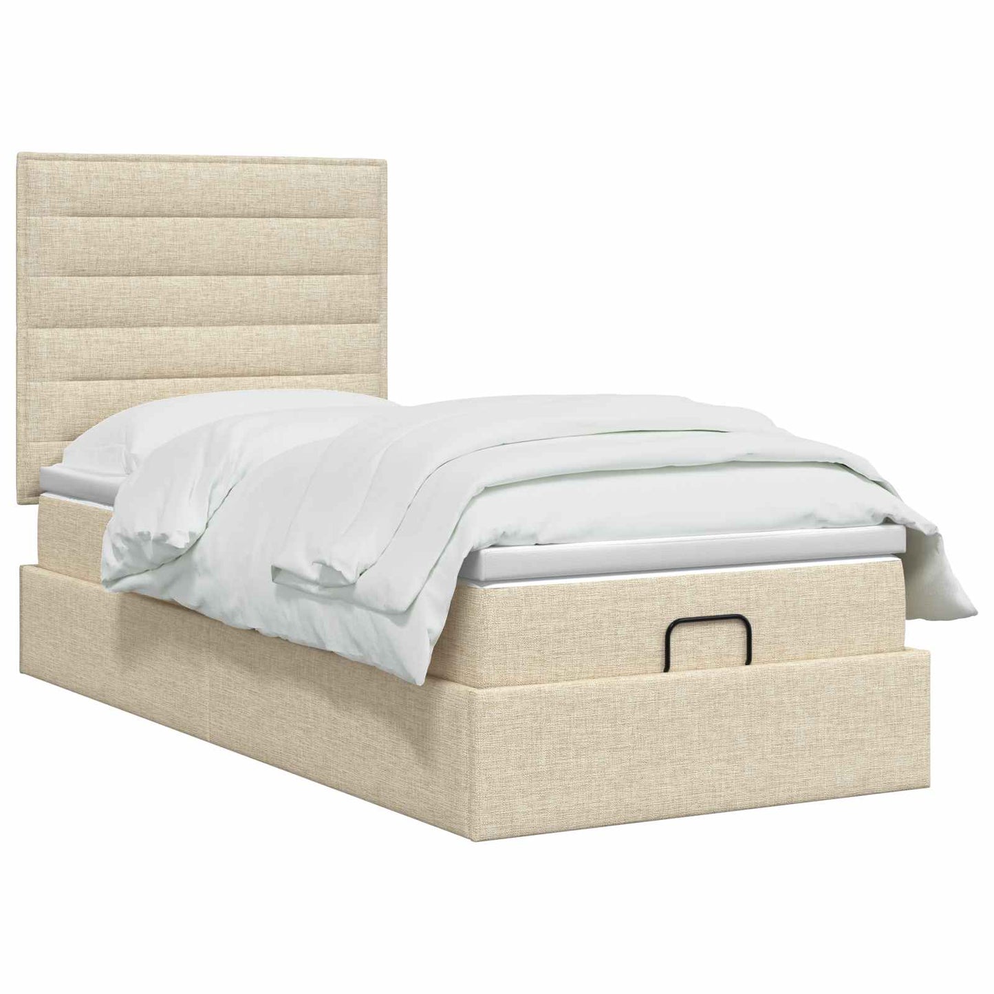 Ottoman Bed met Matrassen en LED Crèmekleurig 100 x 200 cm Stof is nu te koop bij PeponiXL, paradijselijk wonen!